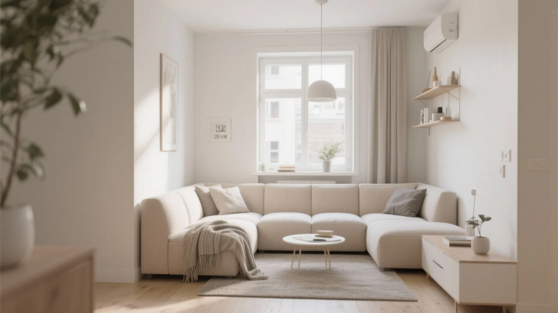 1. Minimalist Sectional with Neutral Palette