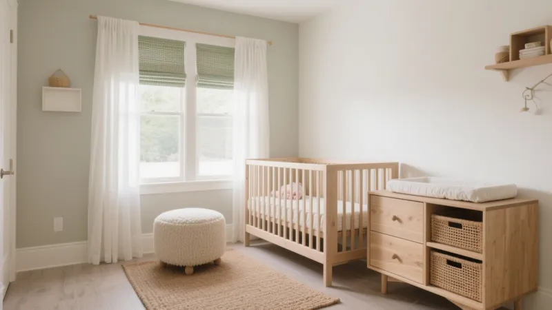 Calm Nursery Design with Natural Wood and Soft Textures