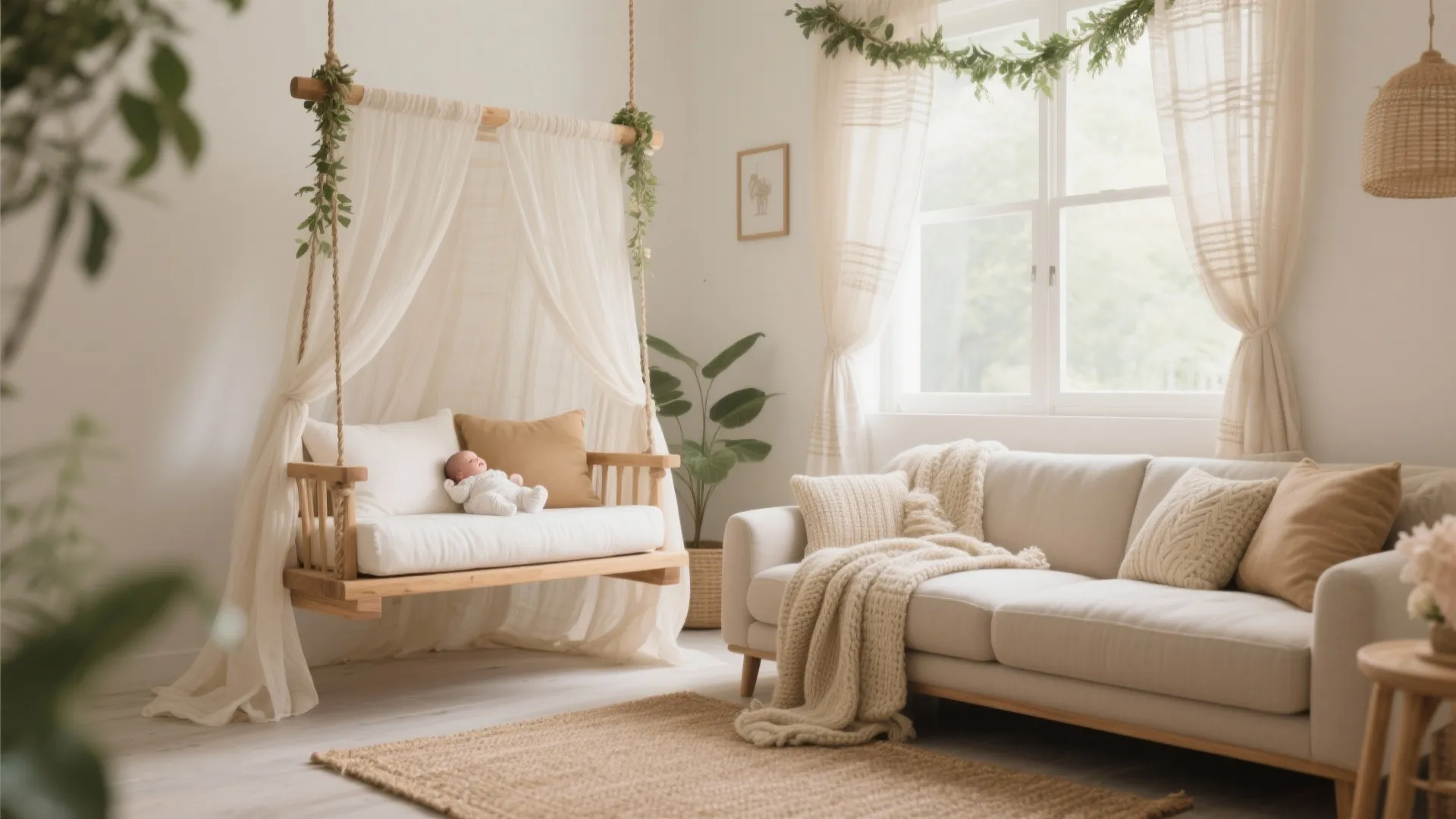 Soft-neutral jhula with organic textiles