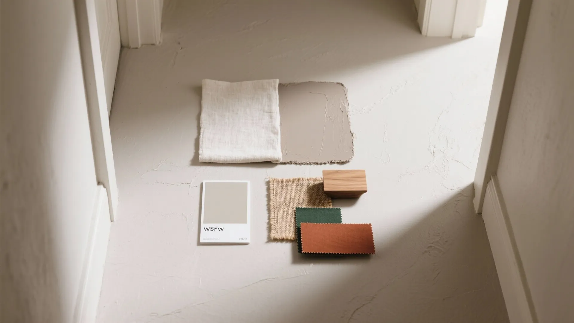 Light, neutral palette with one accent