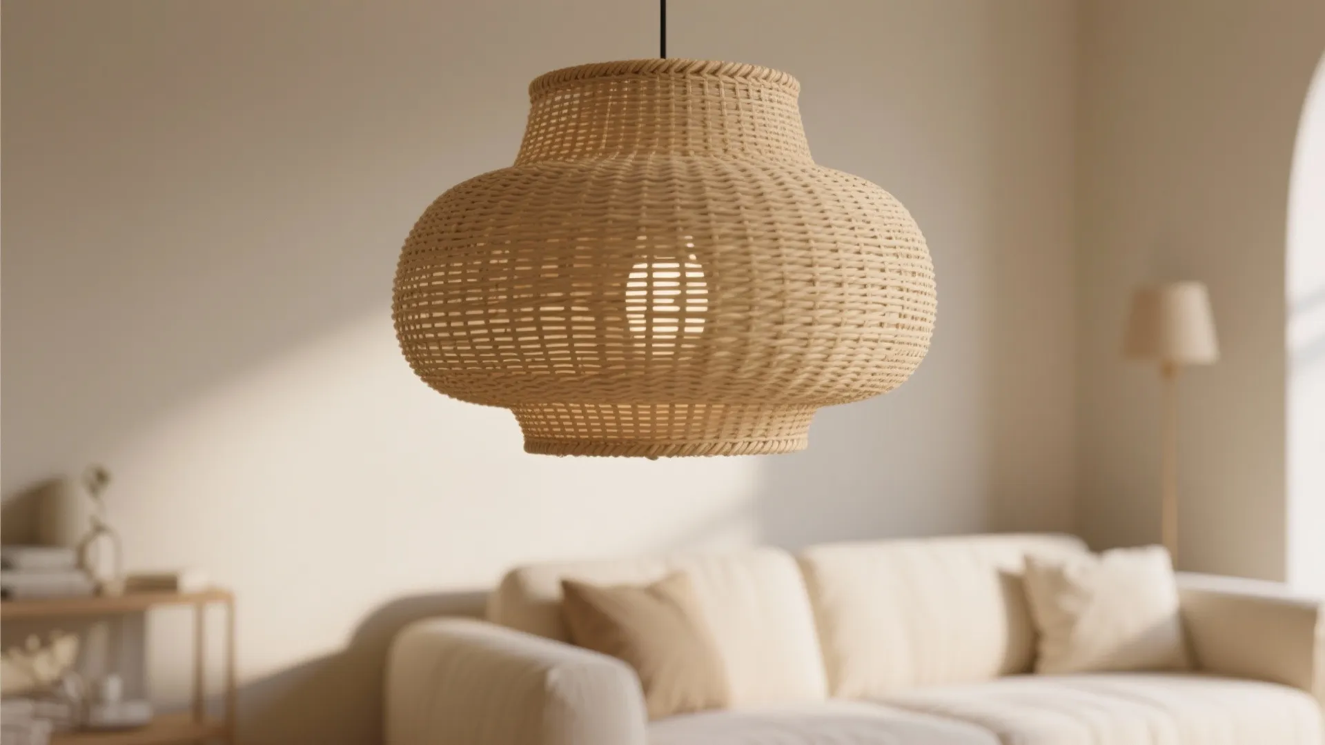 4. Statement Lighting in Neutral Shades