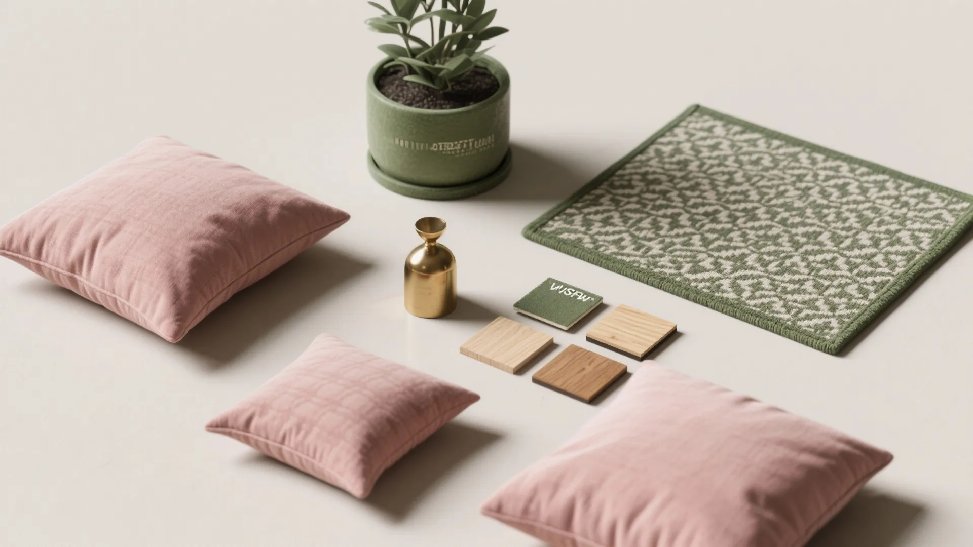 5. Neutral Canvas with Pink-Green Accents