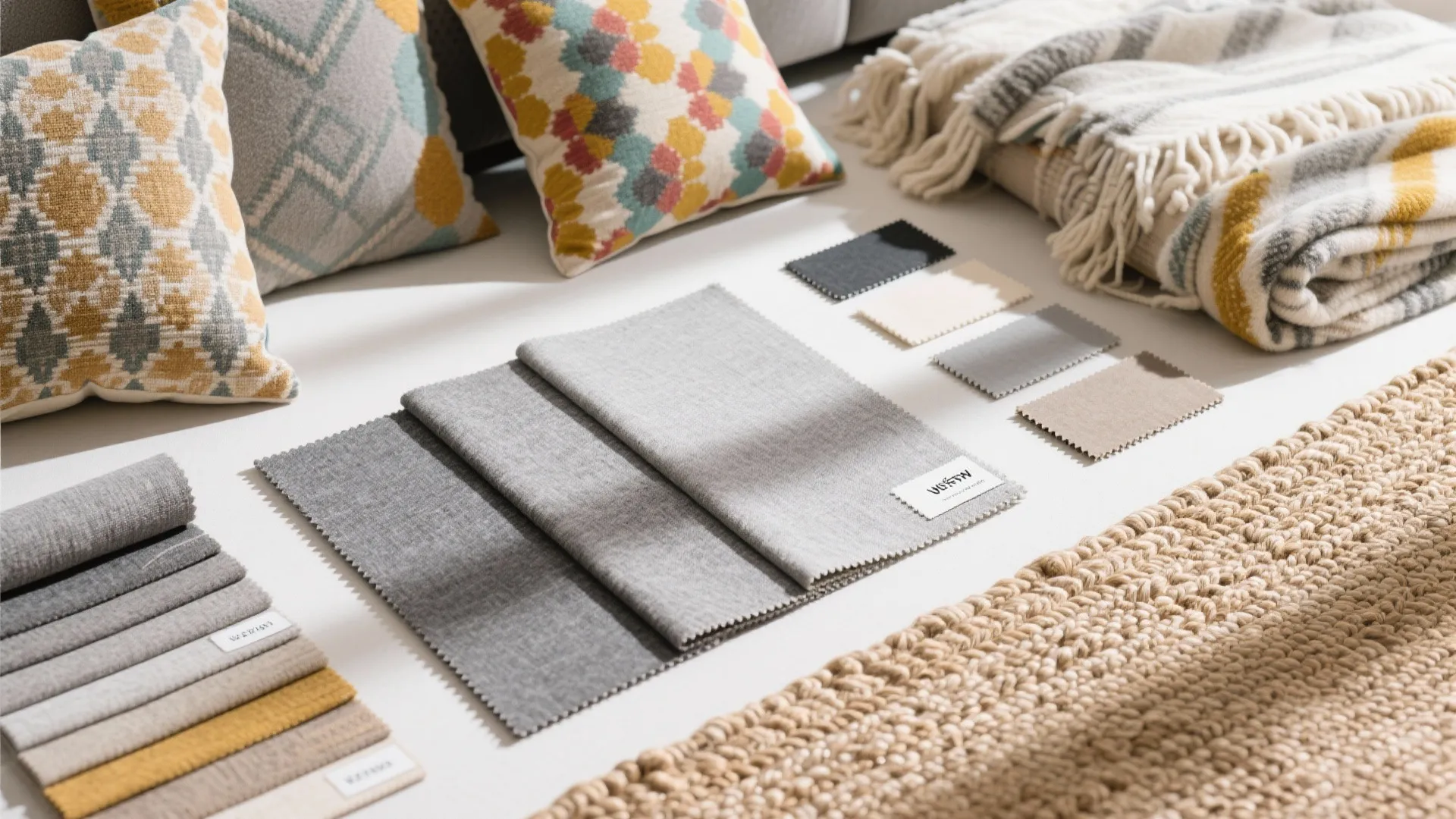 7. Neutral Fabric with Colorful Accents