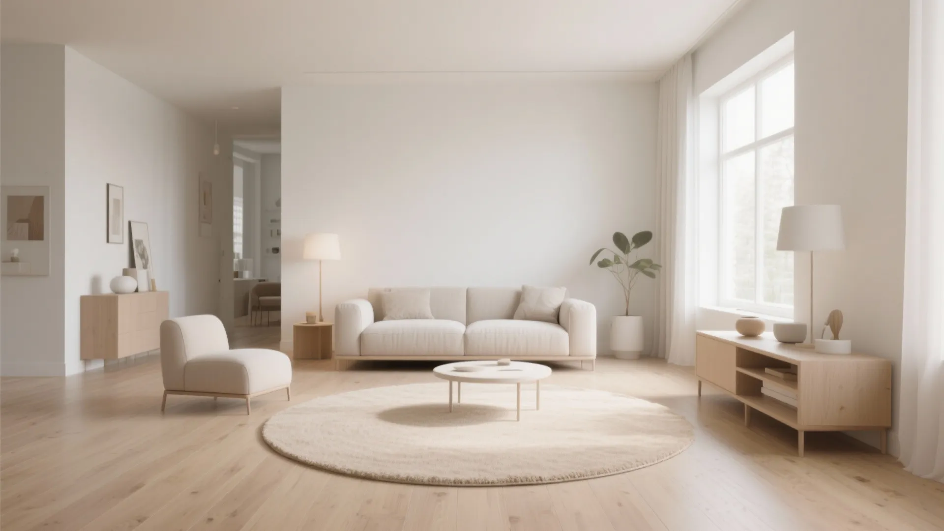 1. Minimalist Round Rug in a Neutral Palette