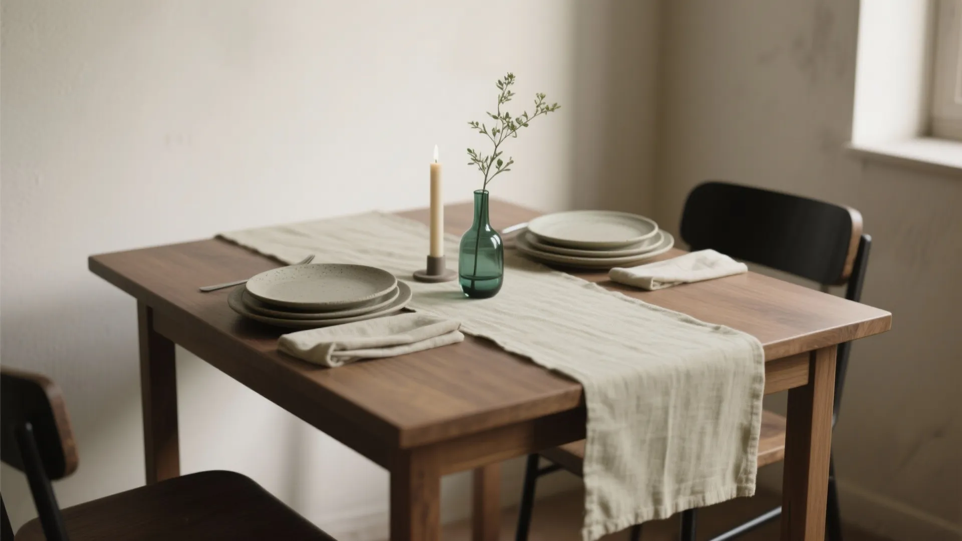Minimalist Neutral Tablescape with Hidden Layers