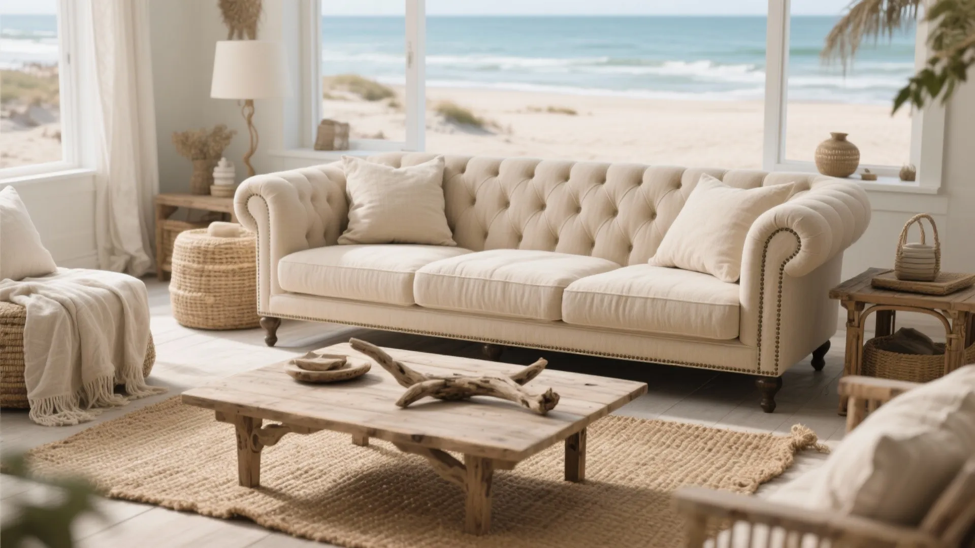 7. Neutral Chesterfield with Layered Textures