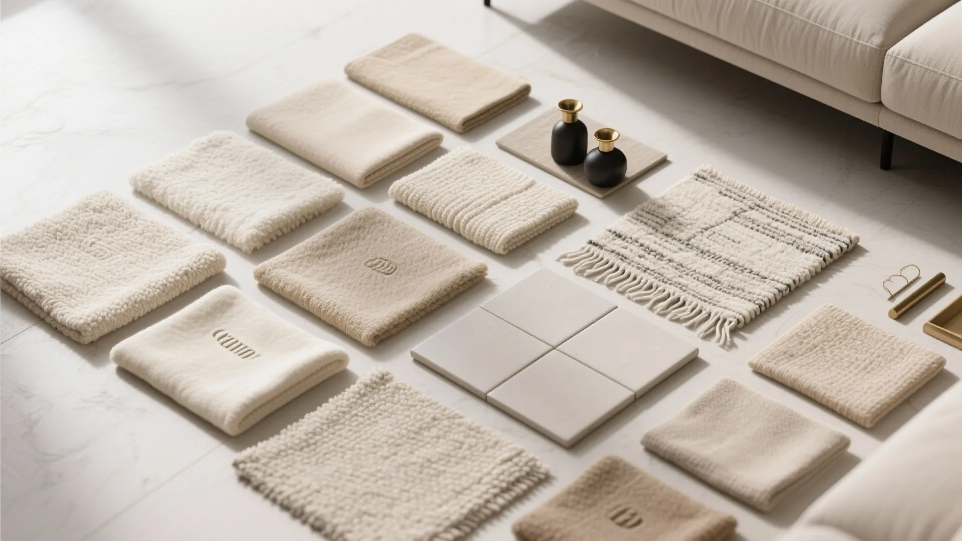 1) Neutral palette, layered textures