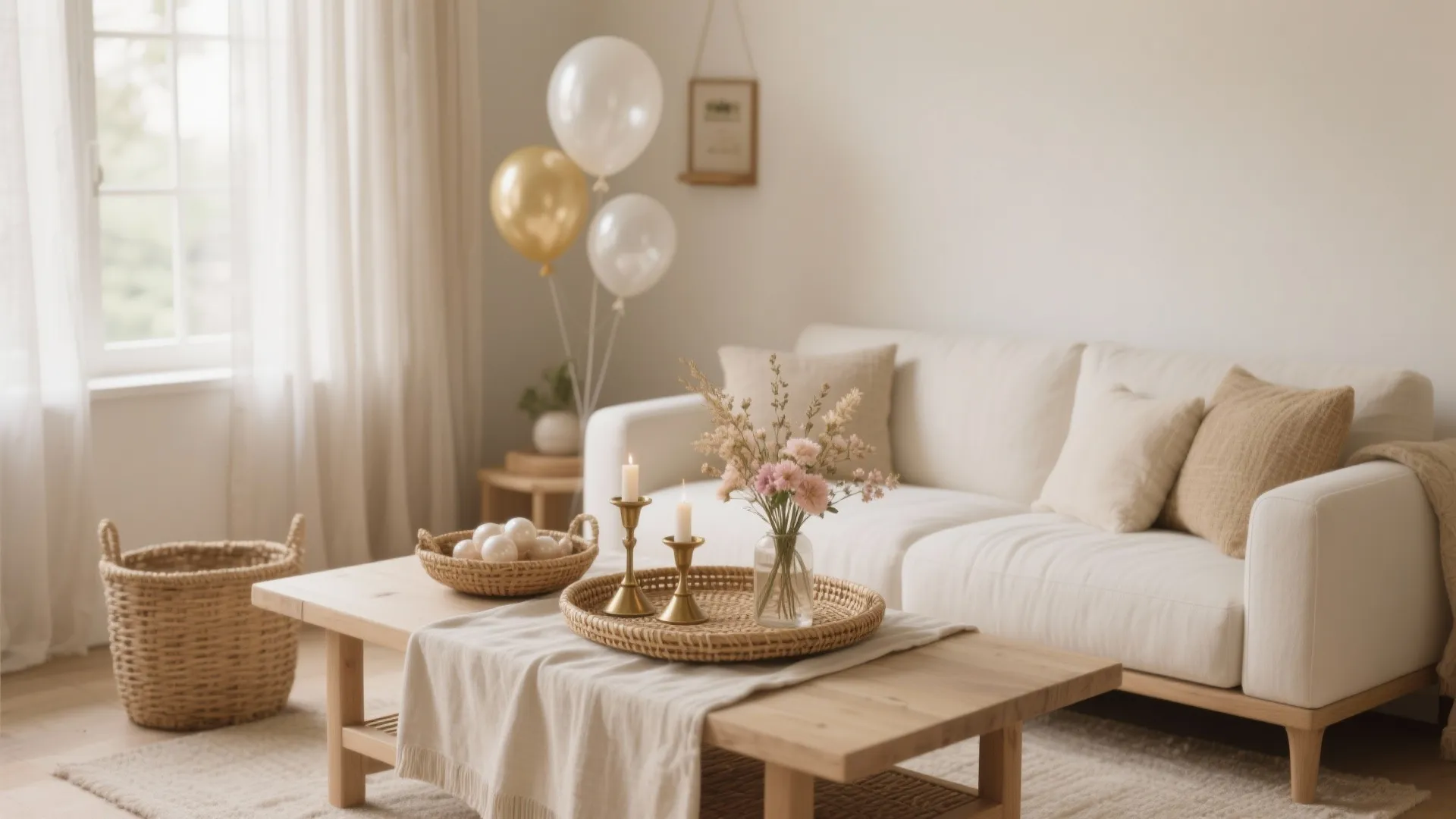 Soft neutral palette with natural textures