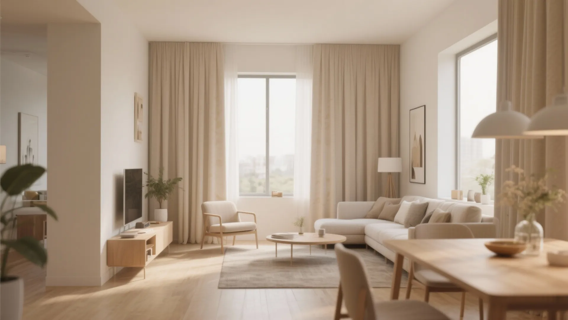 6. Neutral Toned Curtains