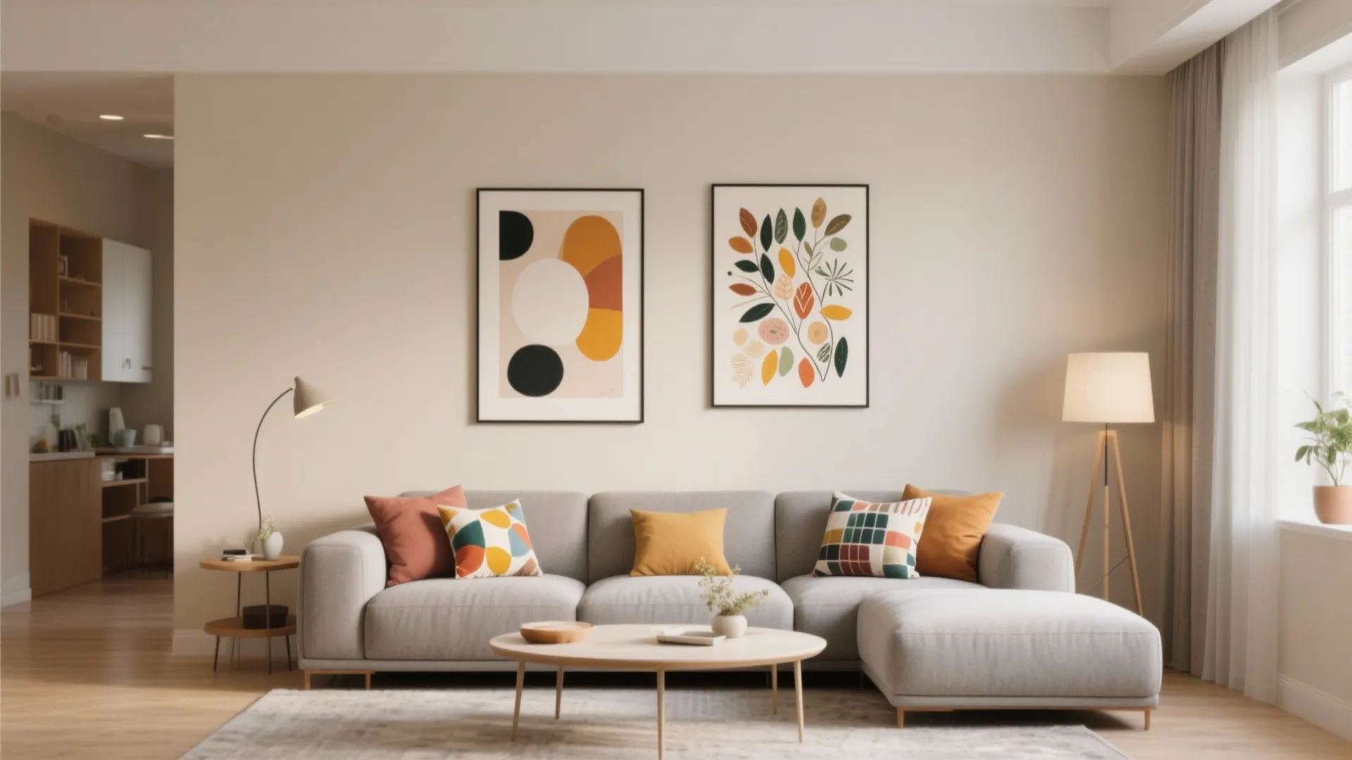 Neutral base with colorful accents