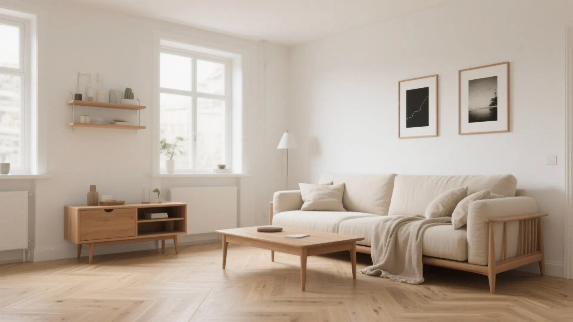 Idea 1: Soft Neutrals + Warm Wood