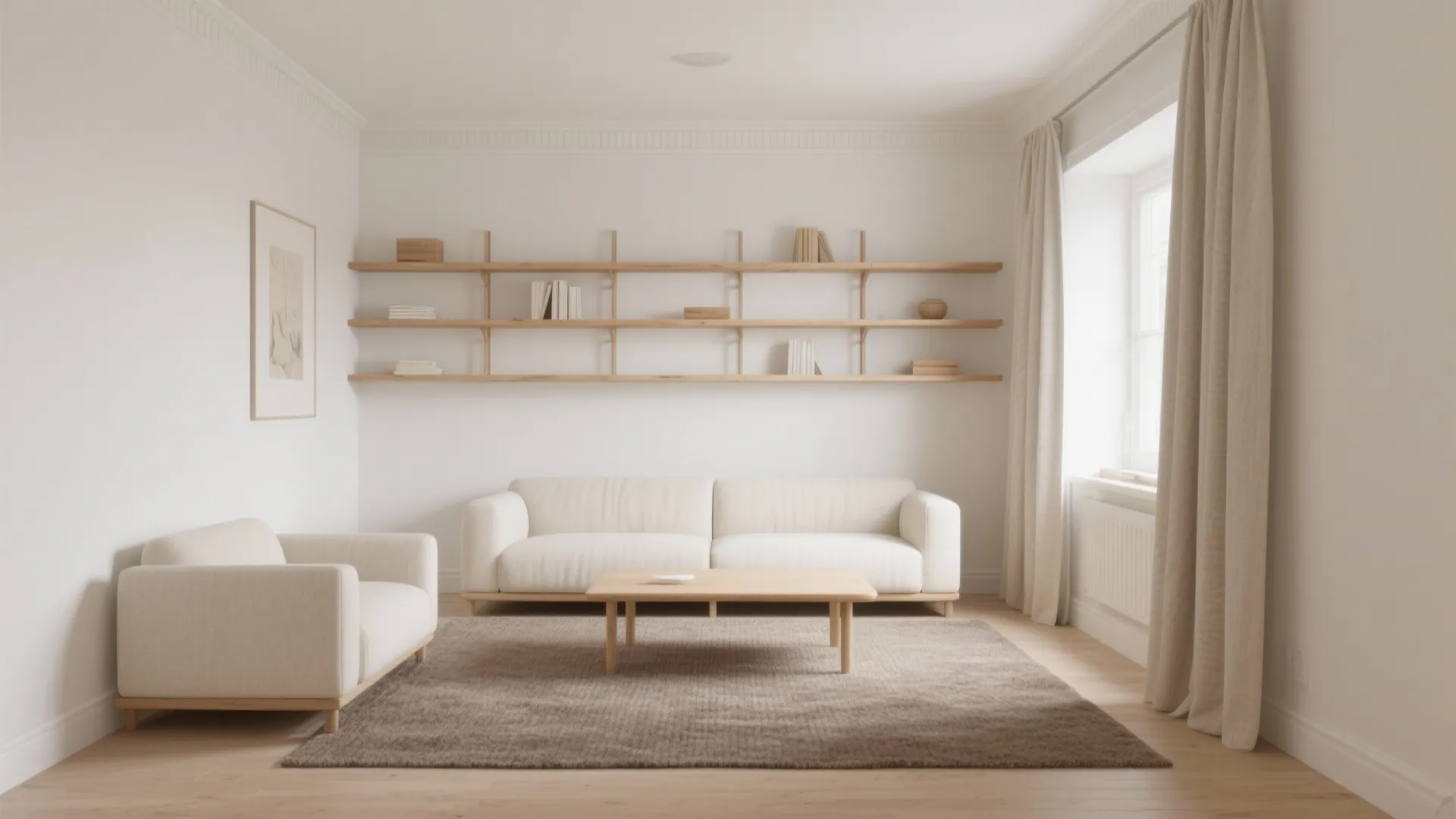 Soft Neutrals with Warm Wood Accents