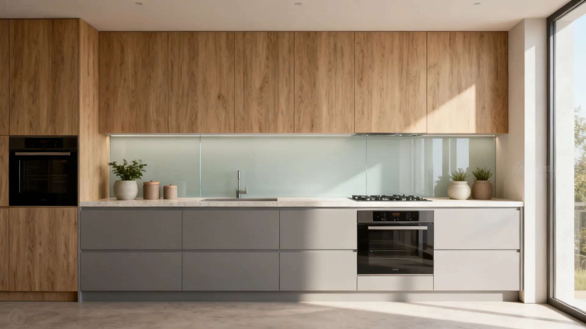 Calming neutrals with soft wood accents