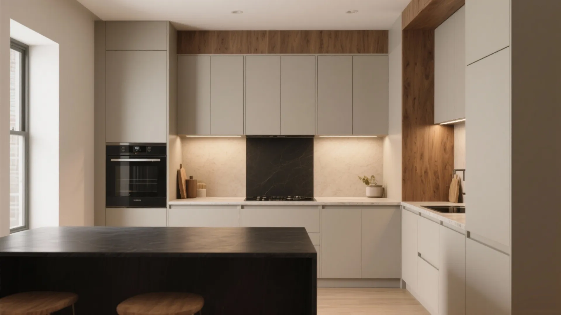 1. Soft Neutrals with One Dark Accent