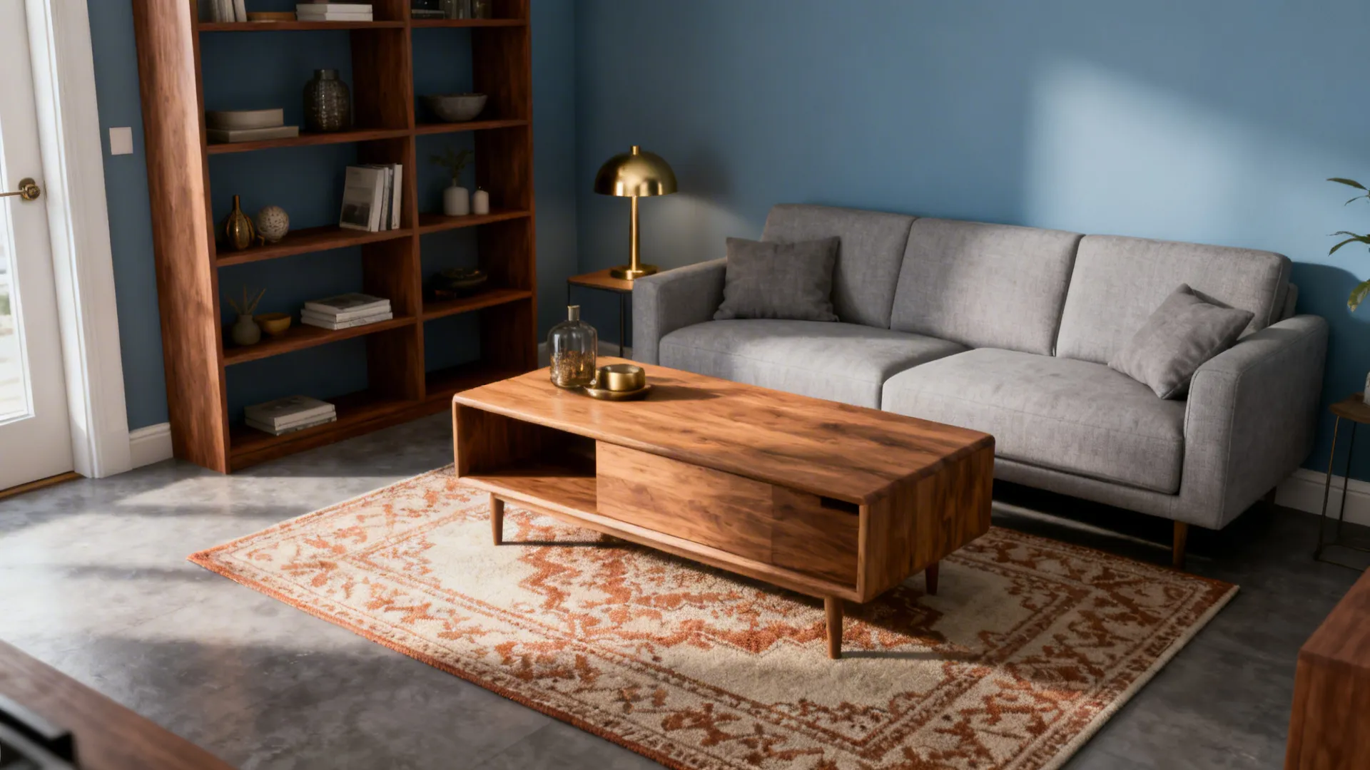 1. Layered Neutrals with Warm Wood