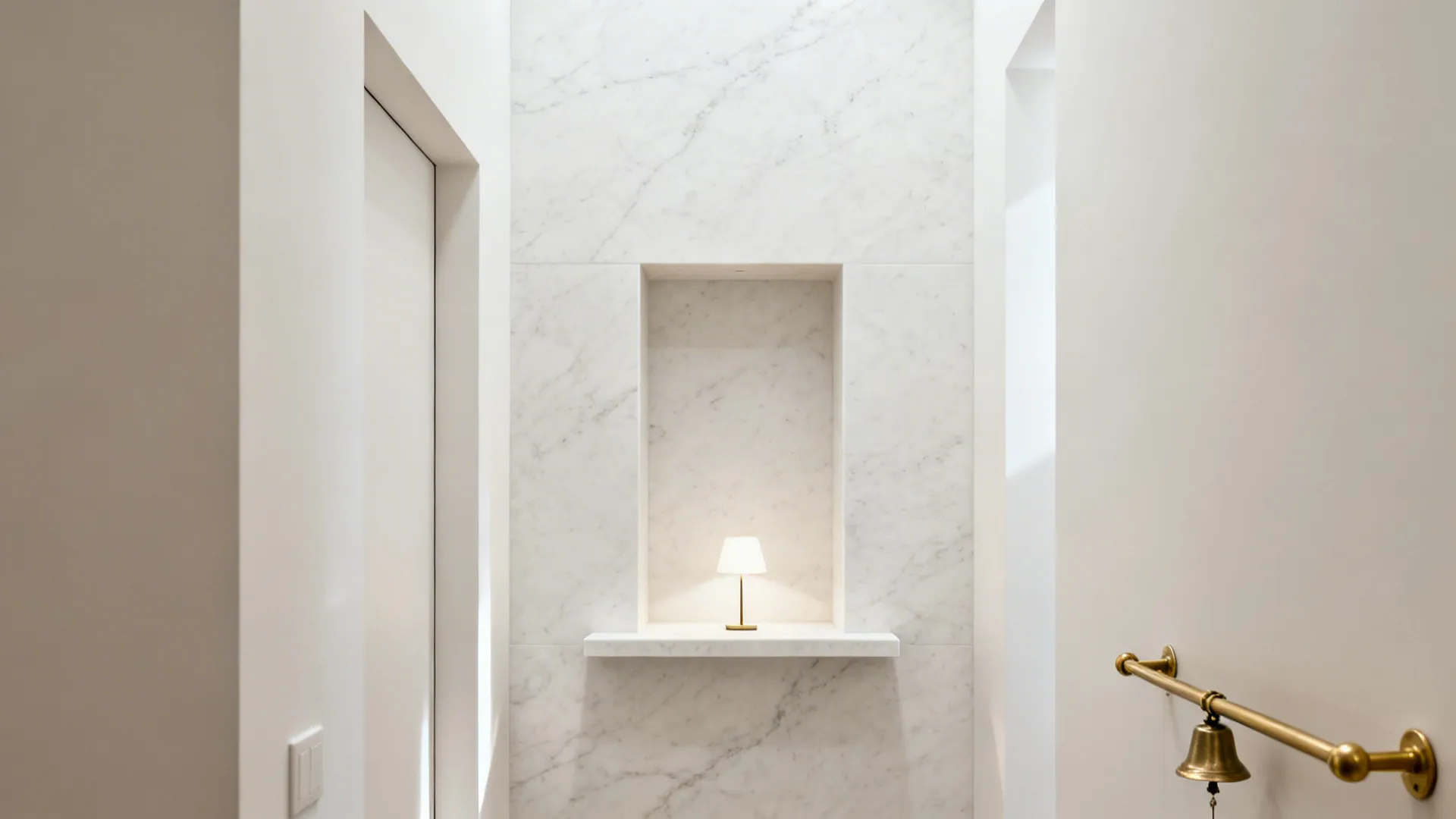 Compact niche altar with stone or tile backdrop