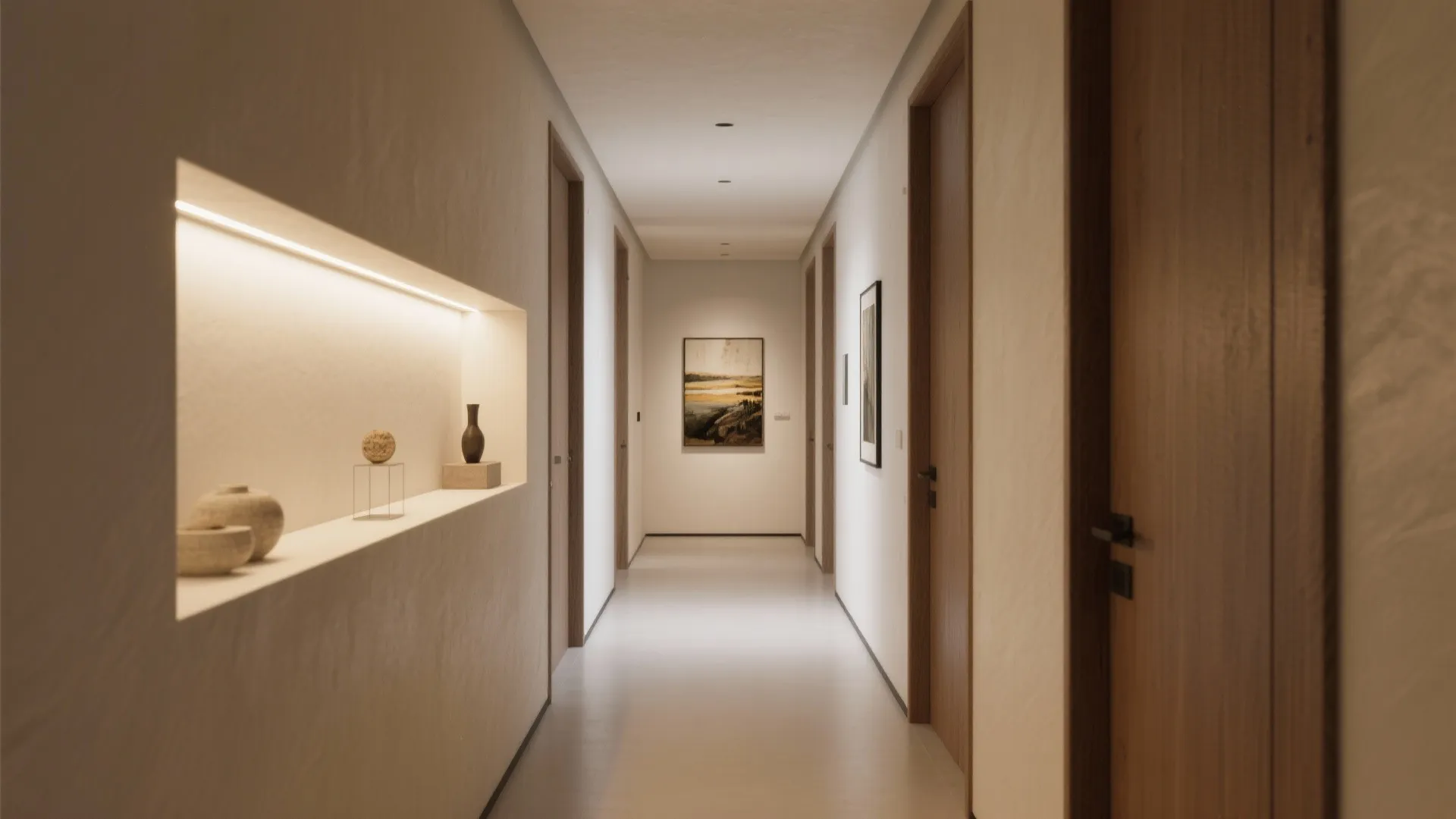 Niche shelving and art-led focal points