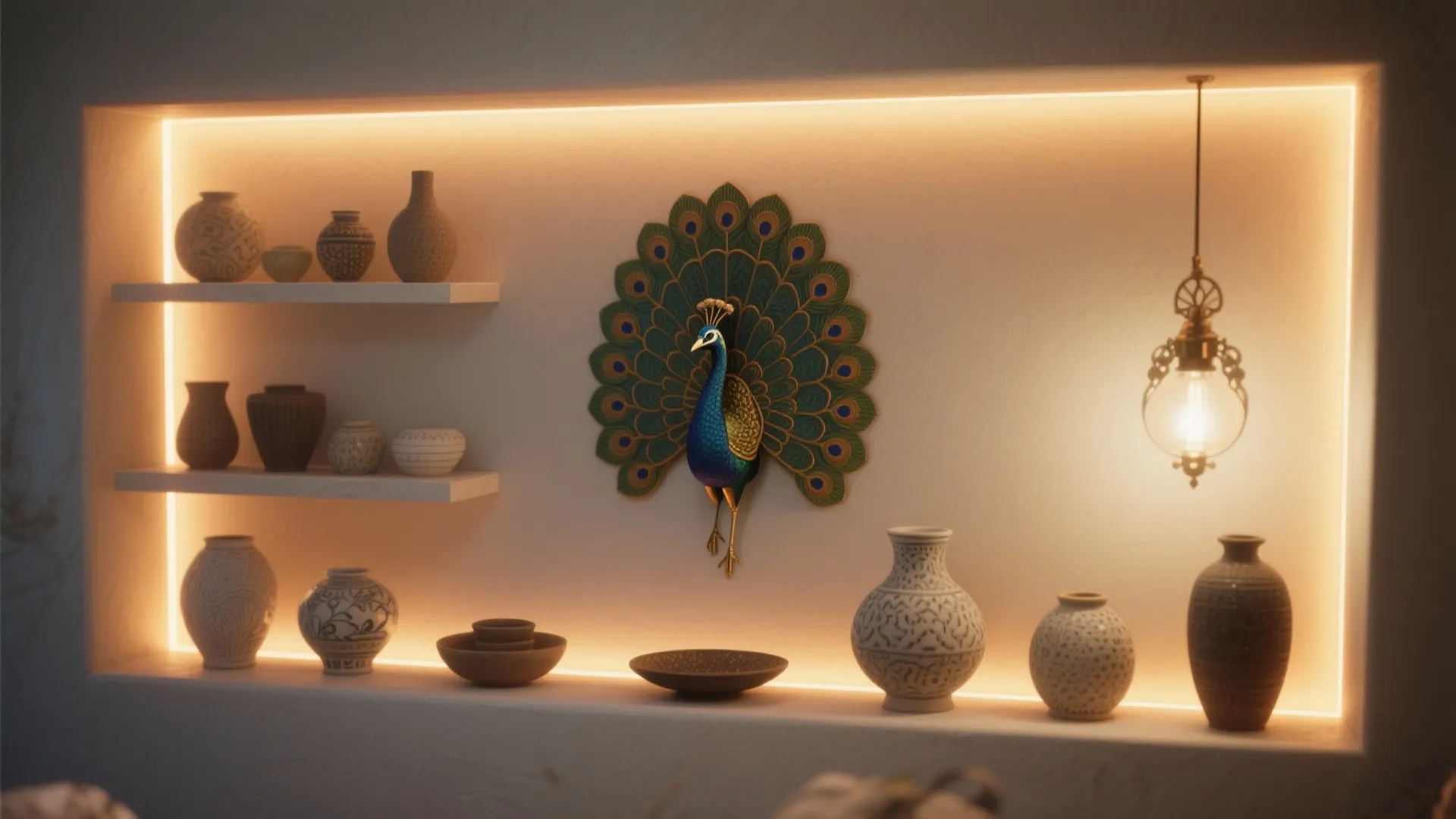 4. Backlit Peacock as a Niche Light