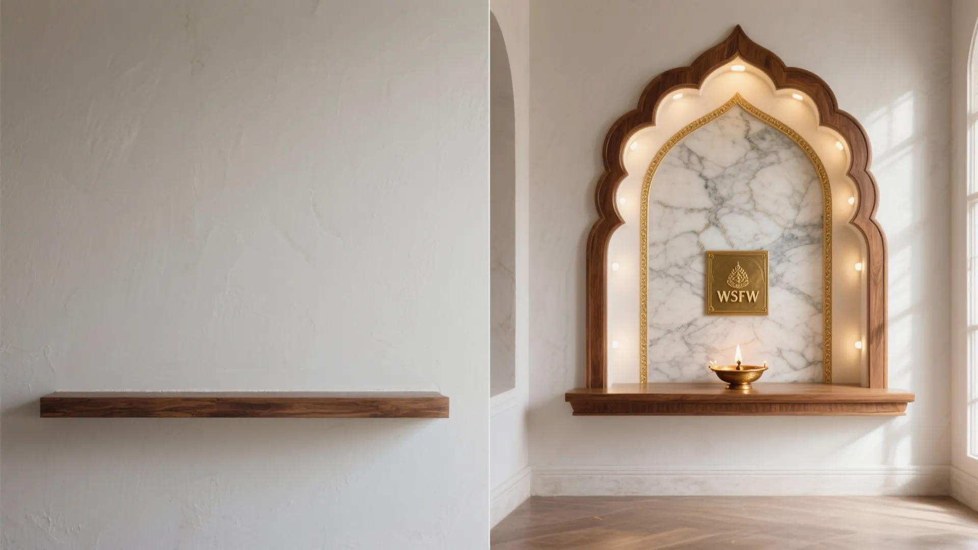 Stone, Wood, and Niche Lighting for a Temple-Like Calm