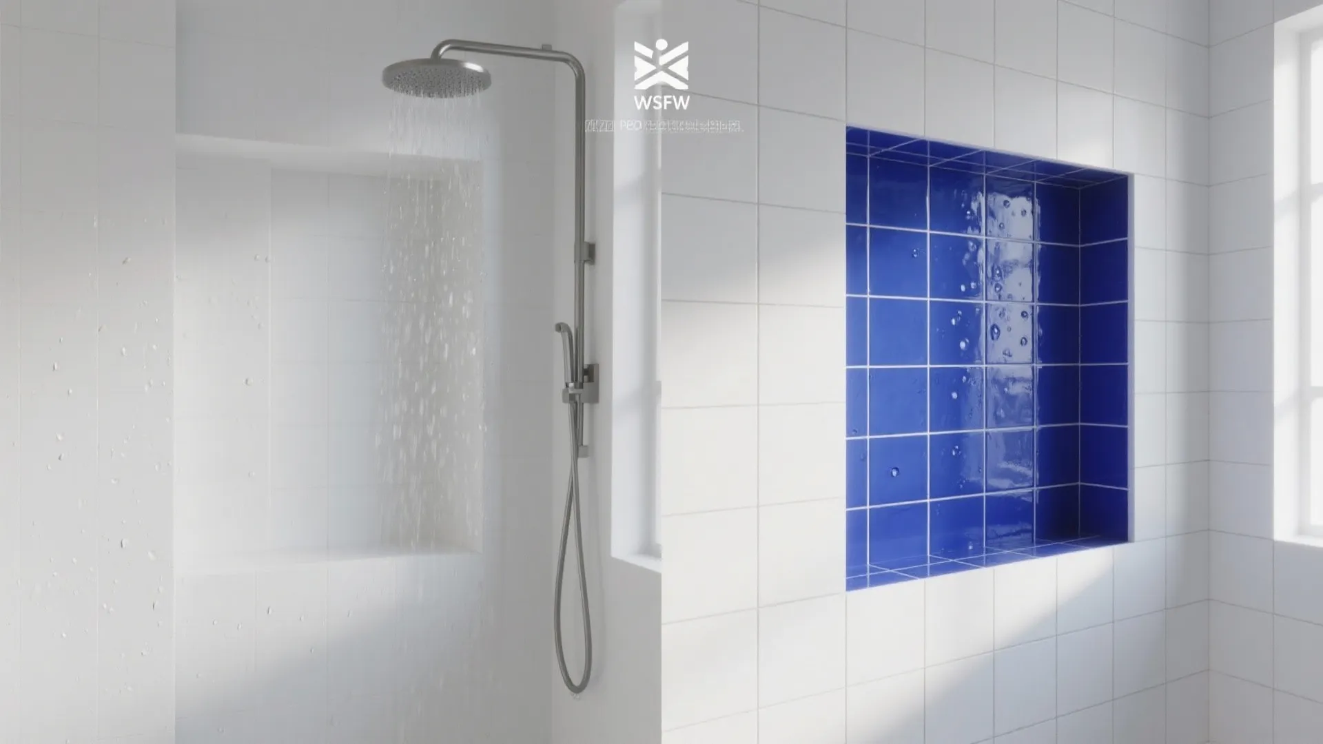 Glossy Blue Zellige in the Shower Niche