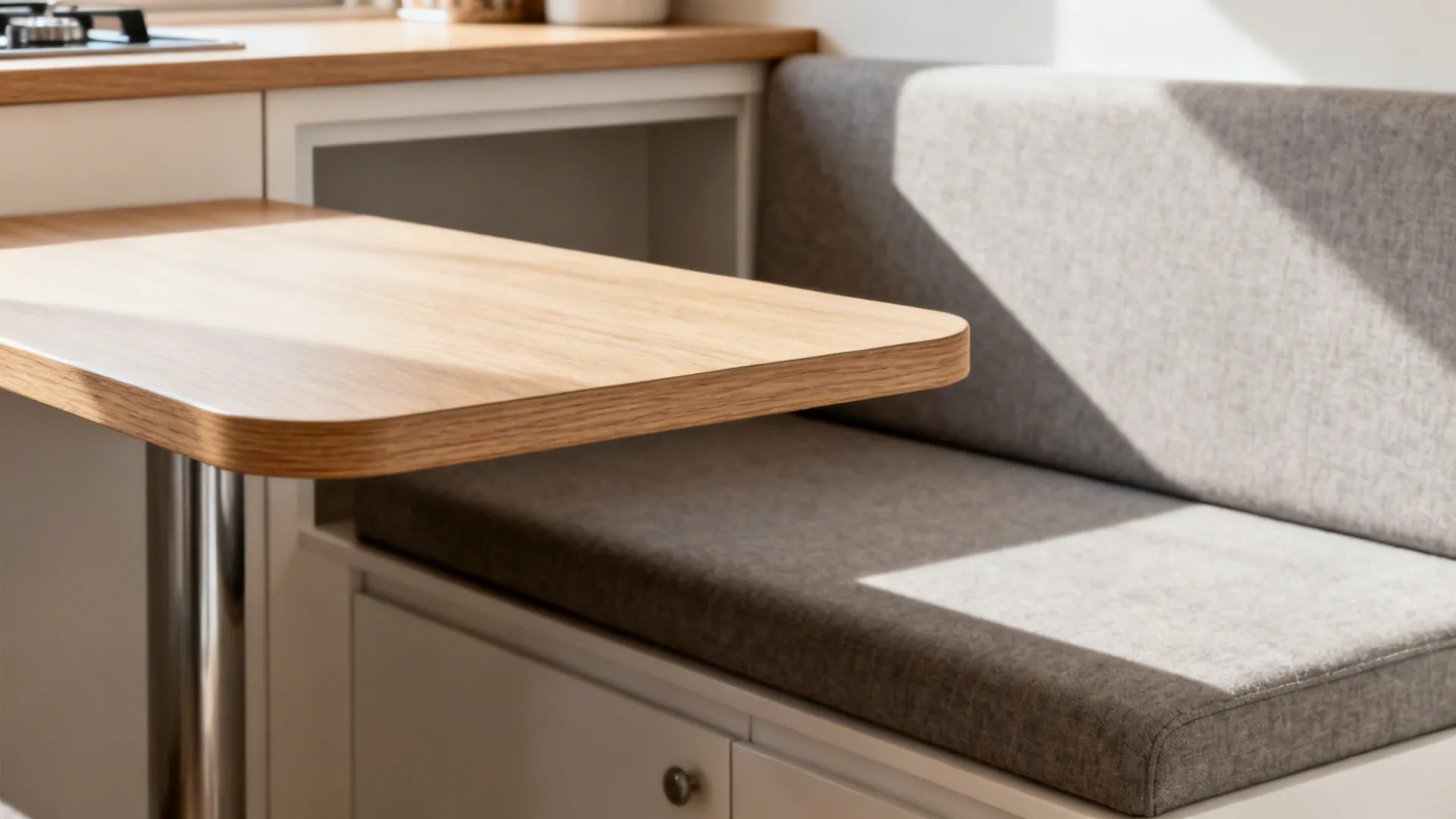 Minimal-Width Galley with Niche Seating