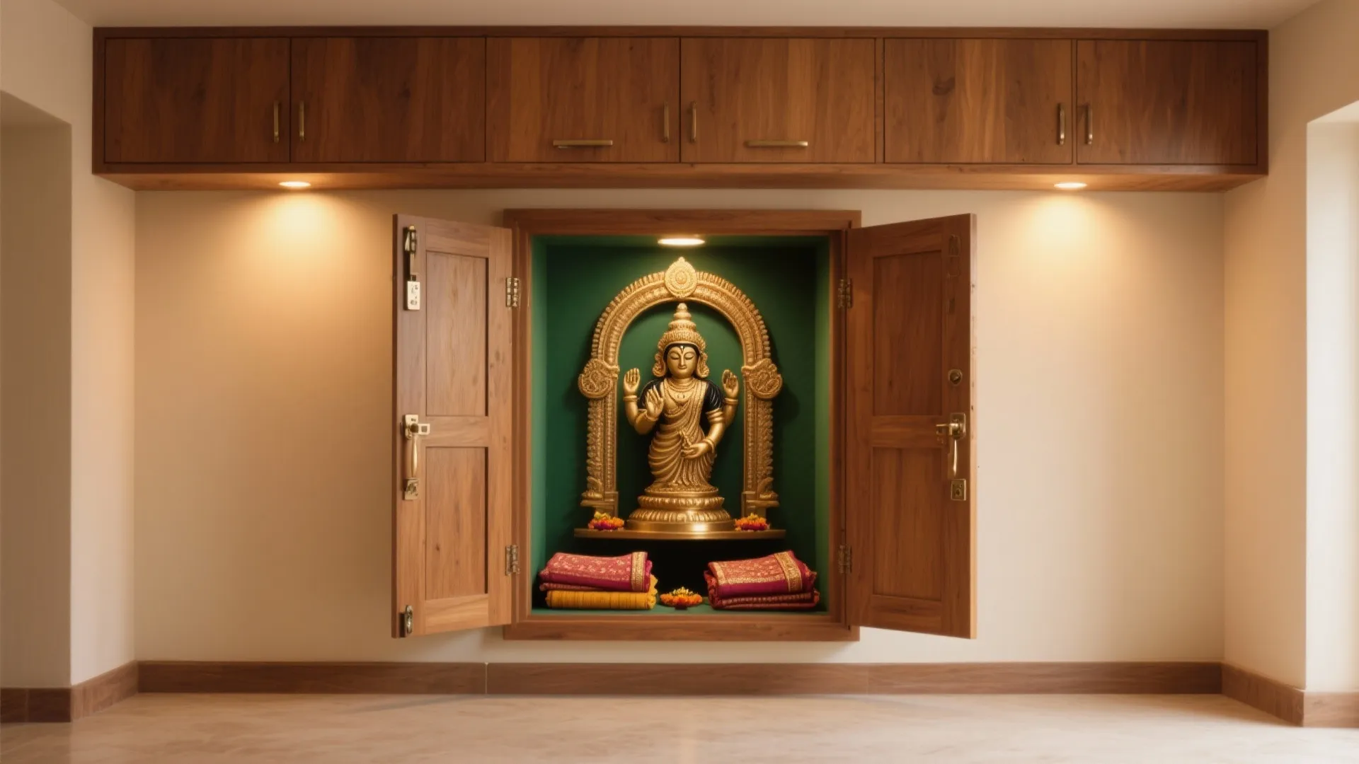 Idea 3: Hidden Niche + Overhead Cabinet Combo