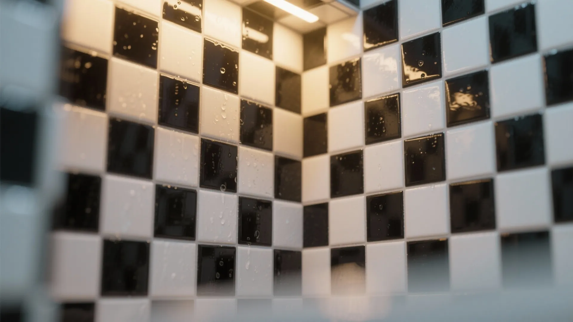 3. Checkerboard shower niche as accent