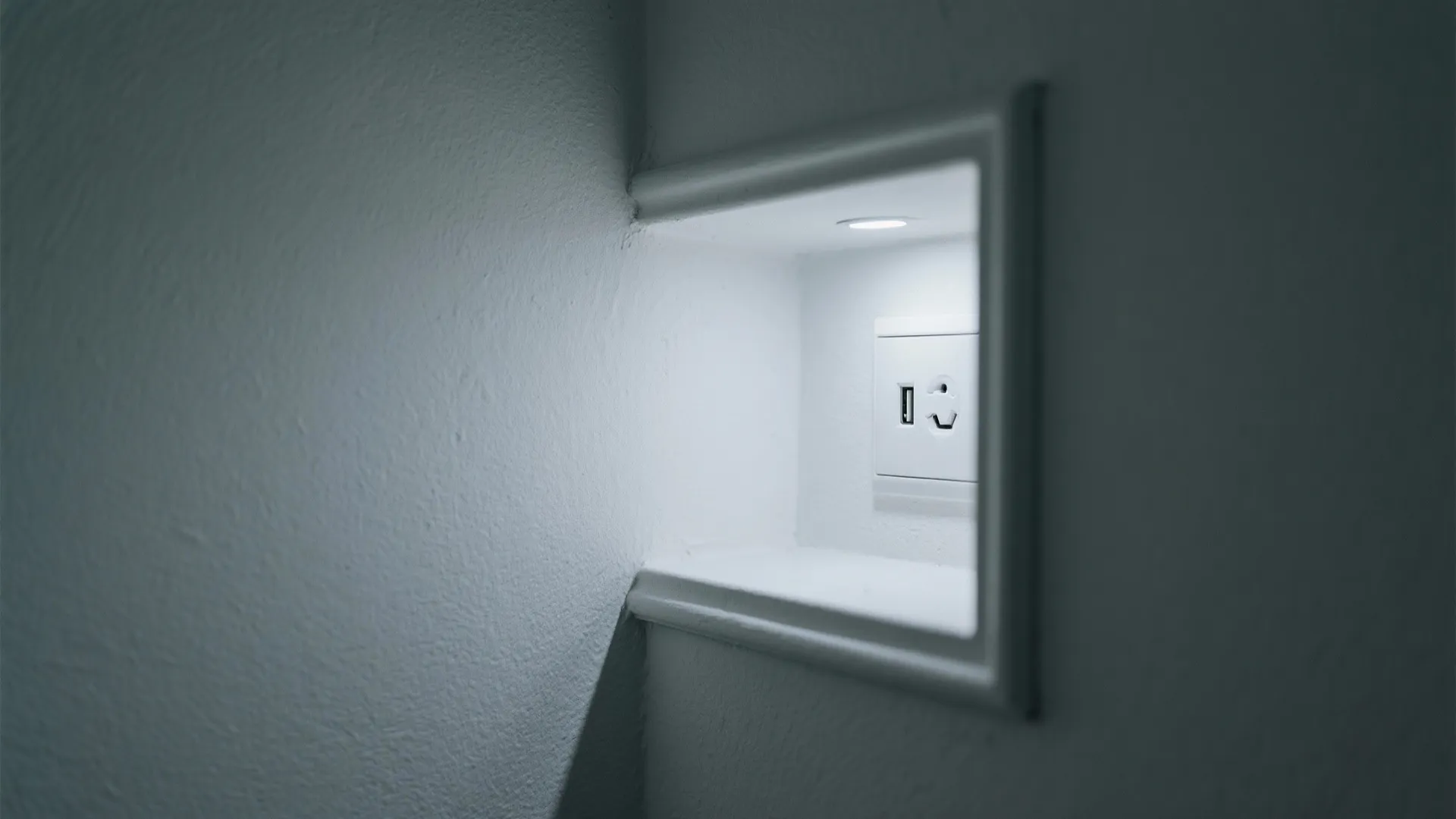 Gypsum wall niches for keys, art, and tiny plants