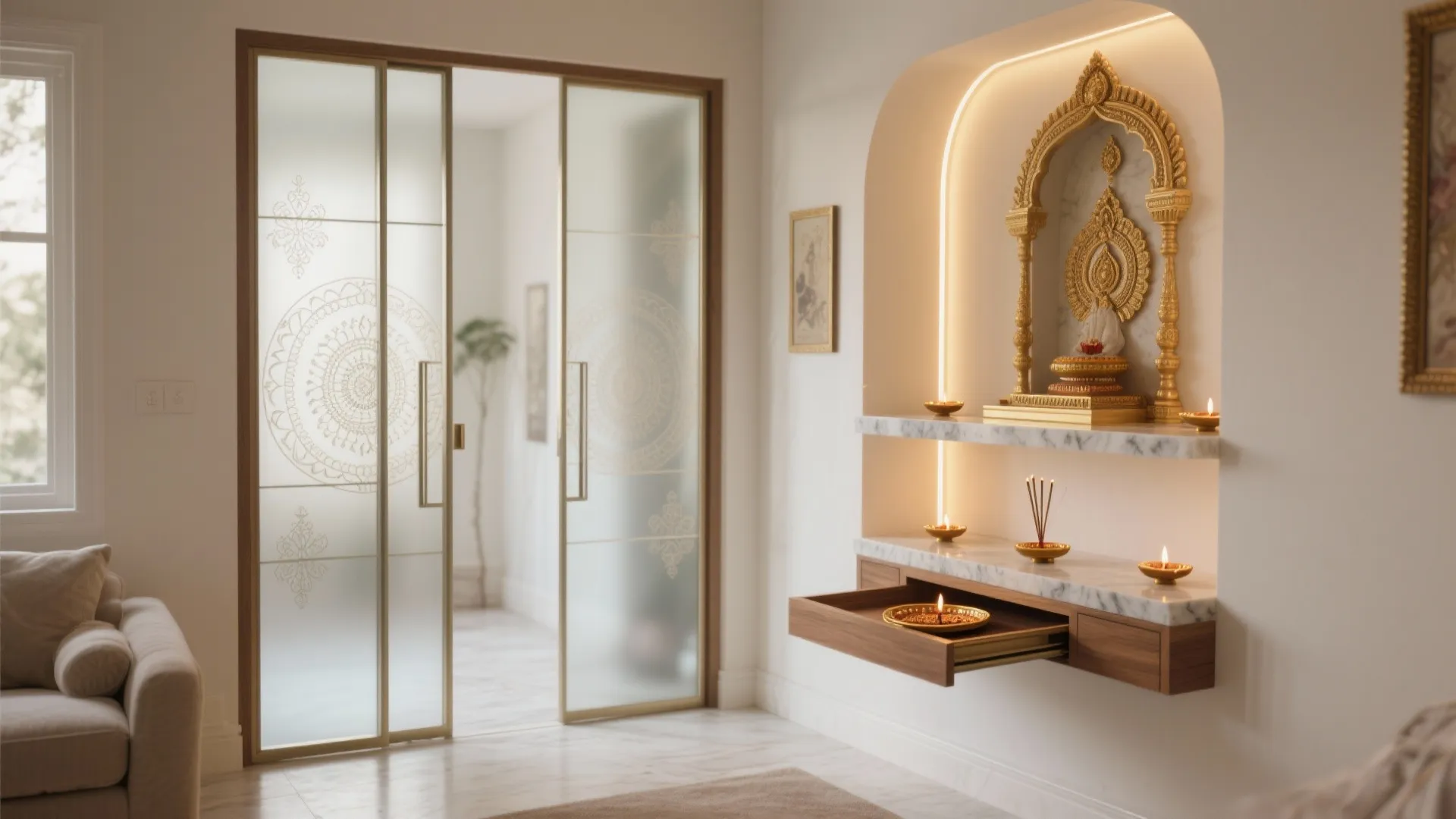 Streamlined Niche with Sliding Glass Doors