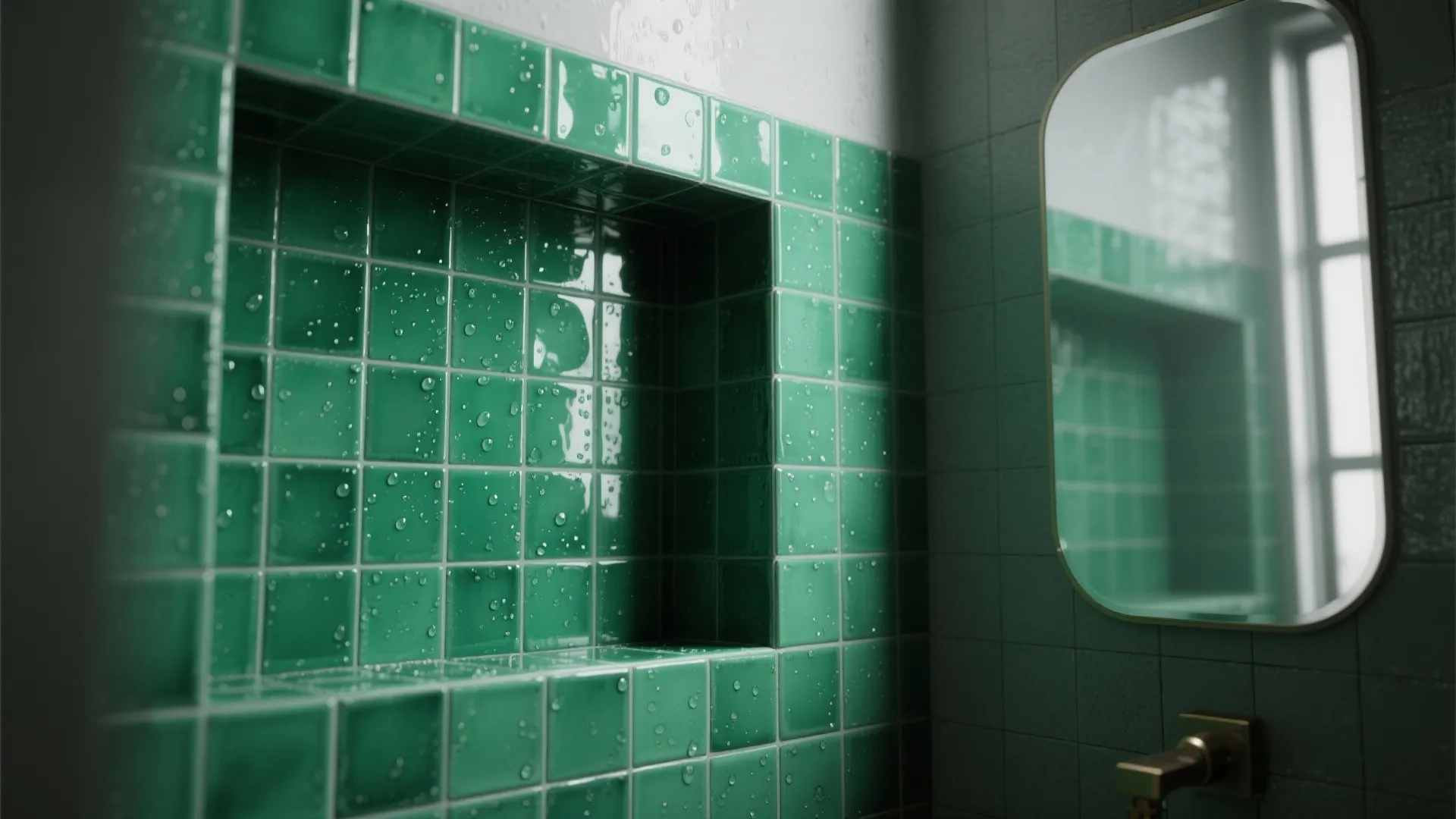 5. Statement Niche with Glazed Green Tiles