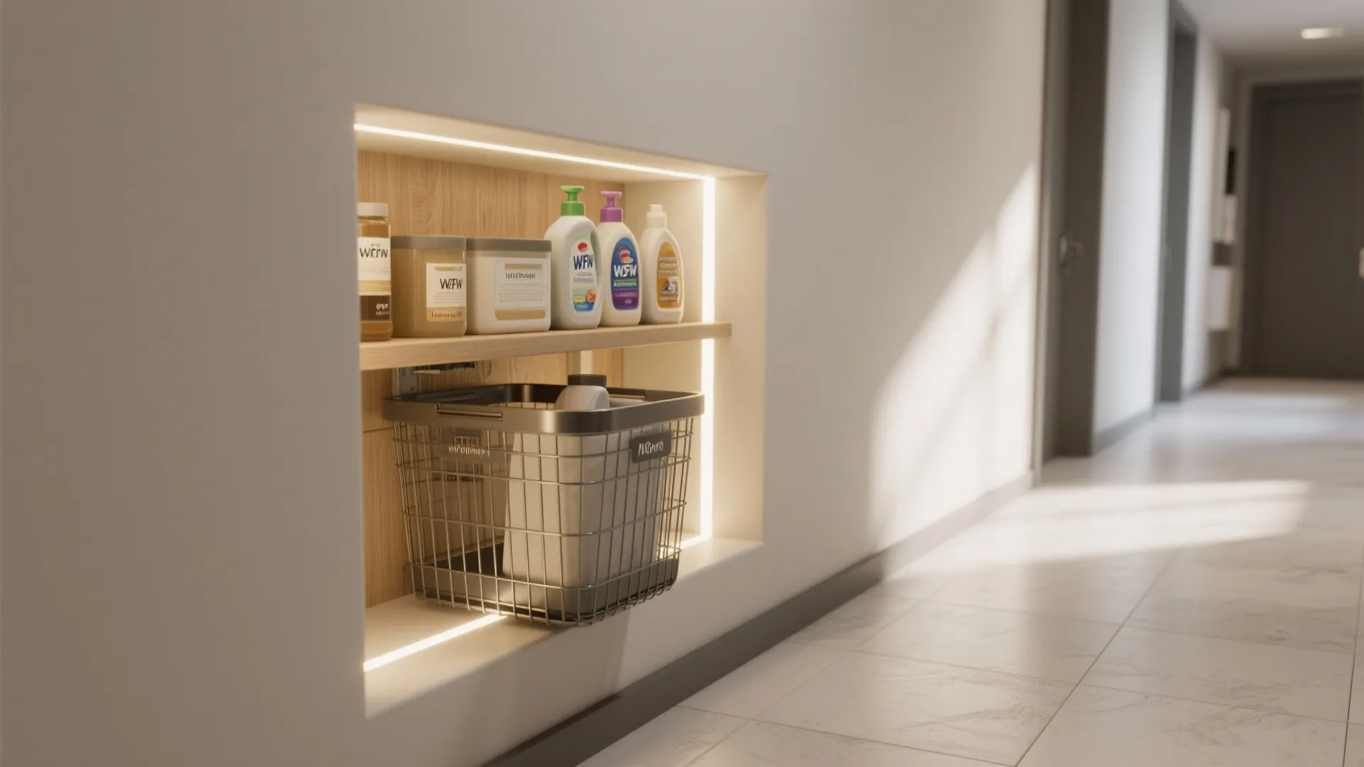 3. Niche storage and pull-out hampers