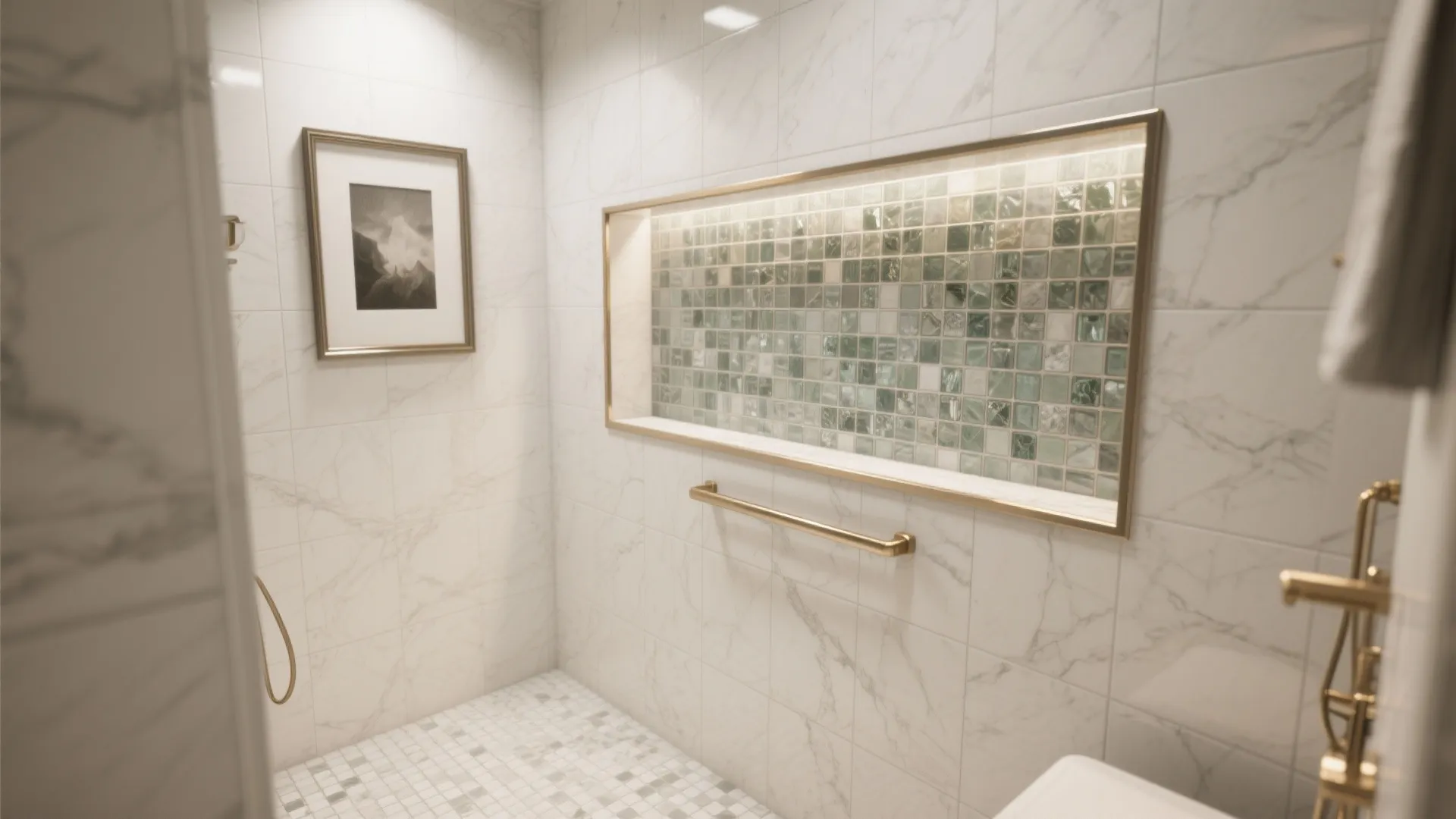 Framed Shower Niche as a Jewel Box