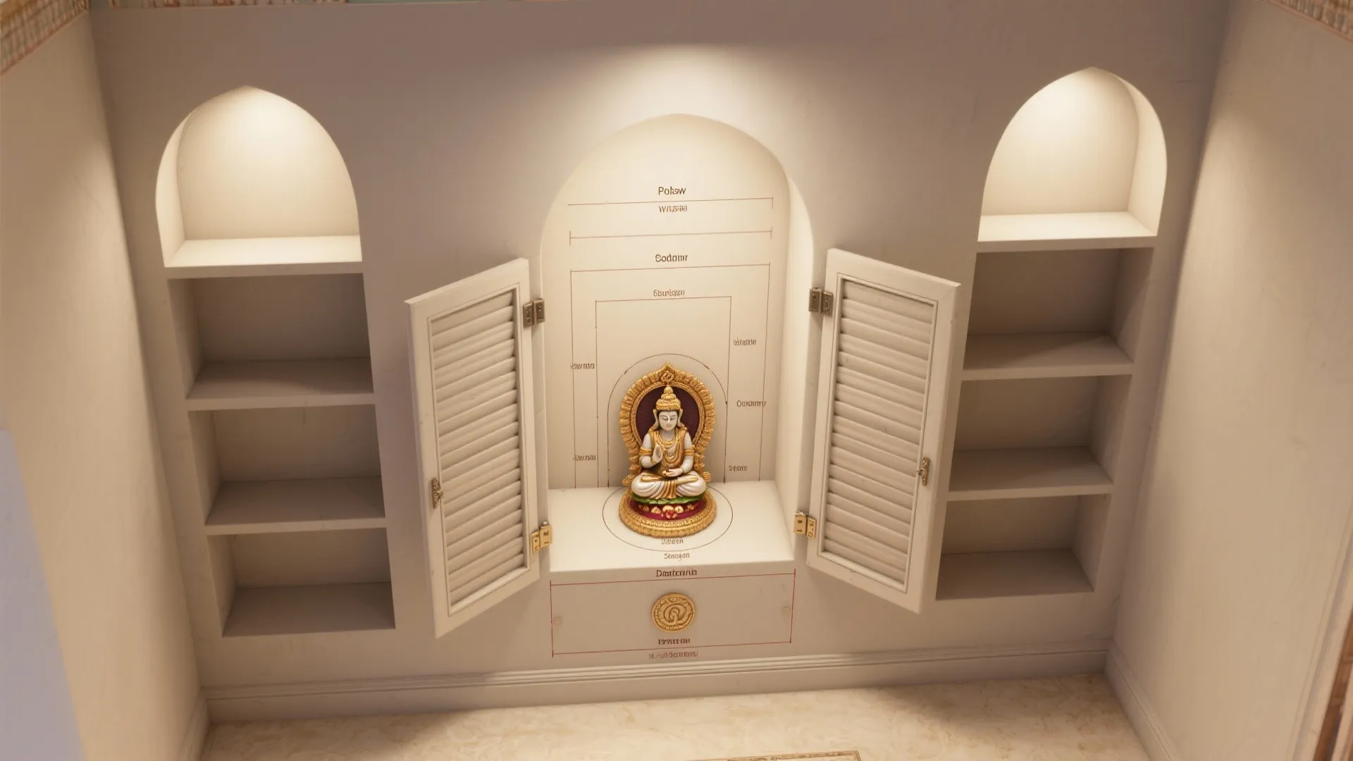 Wall-Niche Pooja with Sliding Shutters