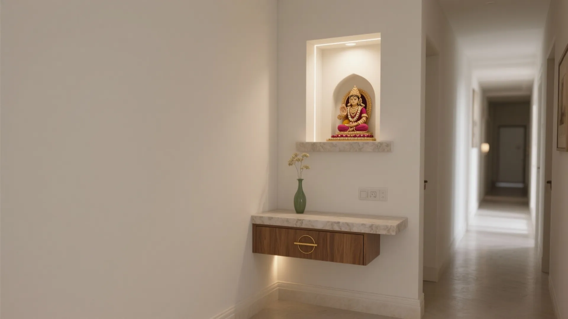 Wall Niches and Floating Ledges in Compact Corners