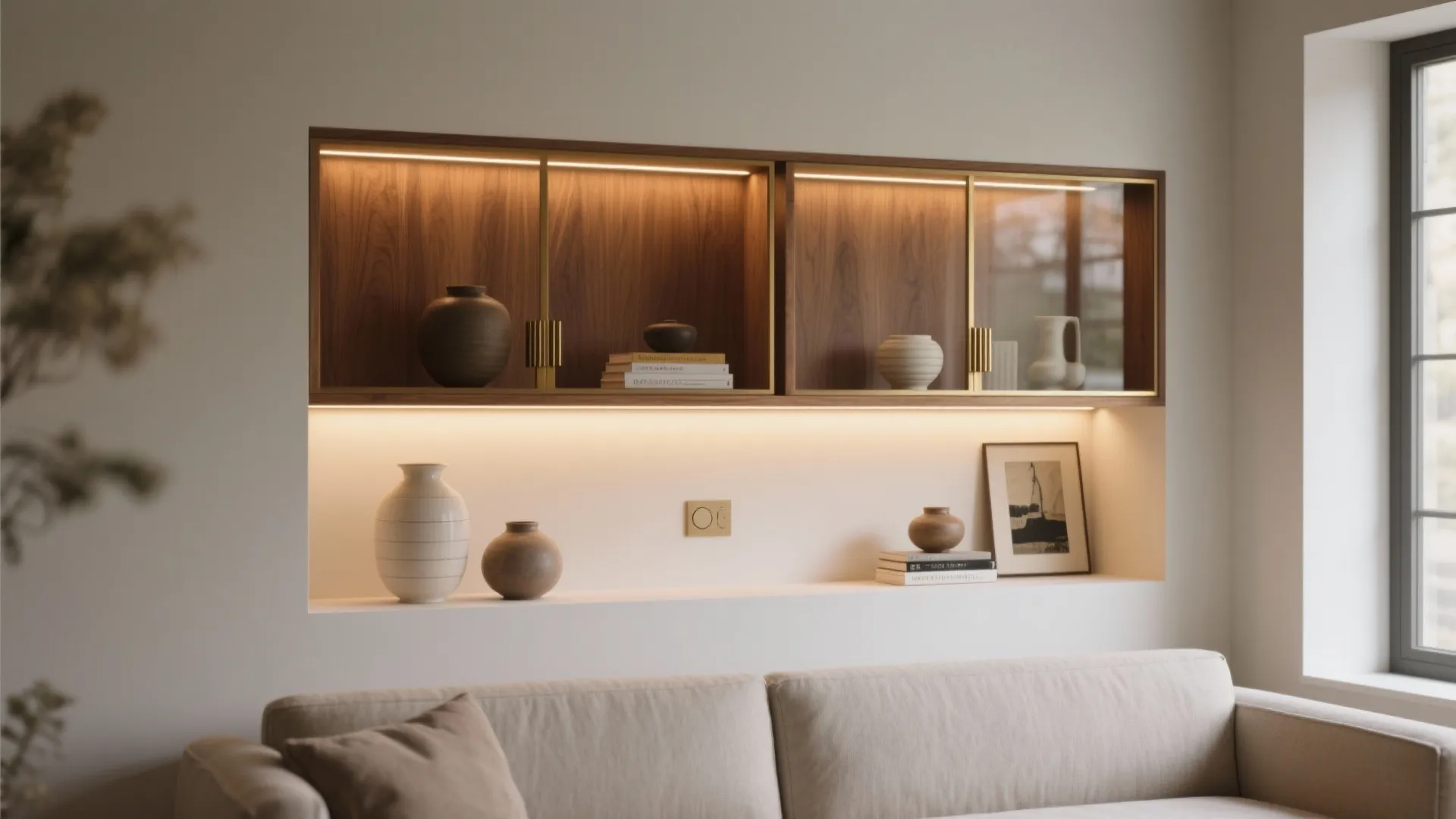 Built-In Niche Cabinet with Integrated Accent Lighting