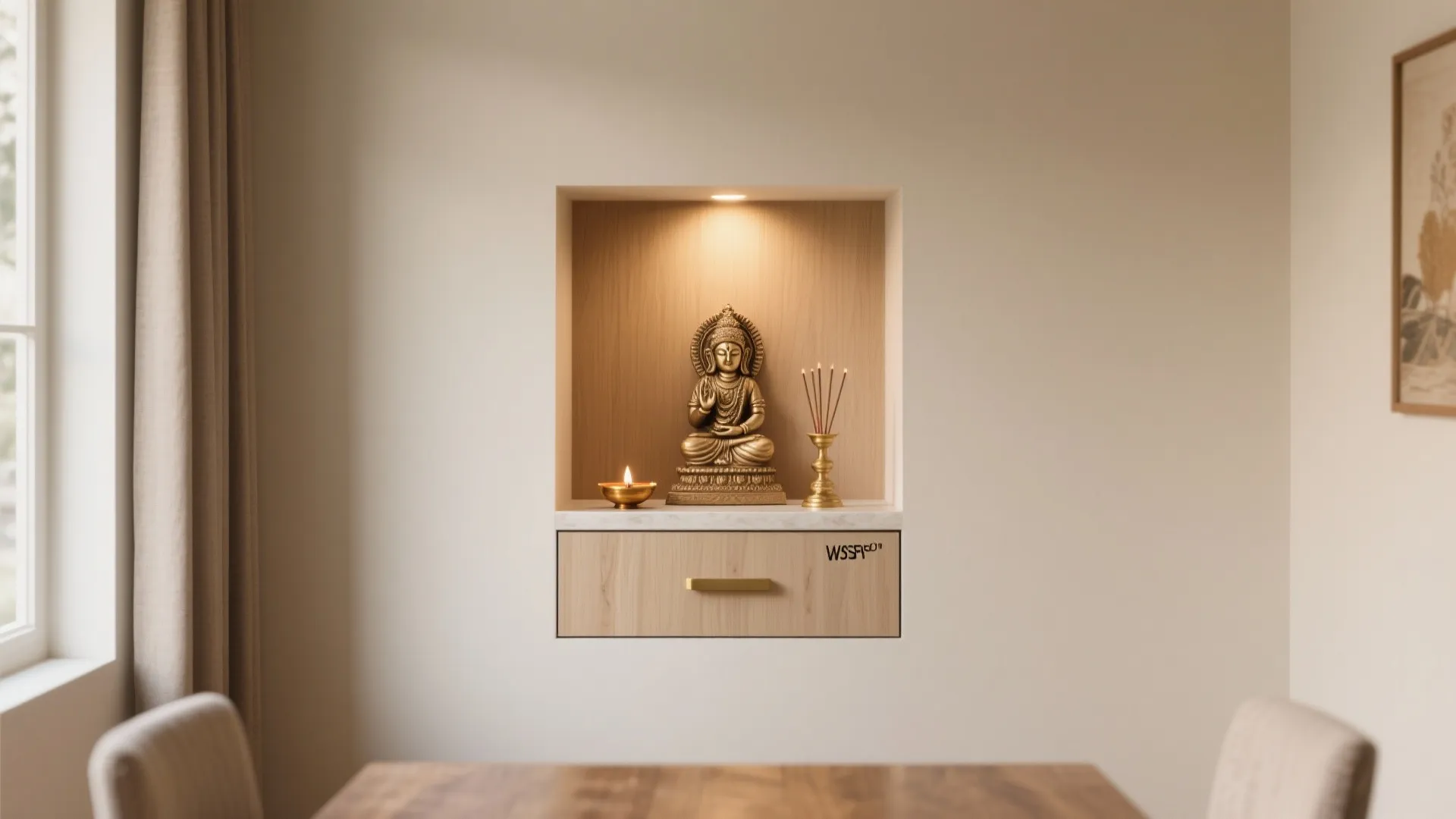 Calm Wall Niche Mandir with Minimal Storage