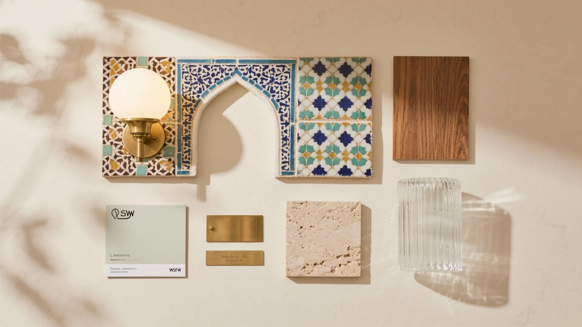 Arched Niche Sconce with Tiled Backdrop