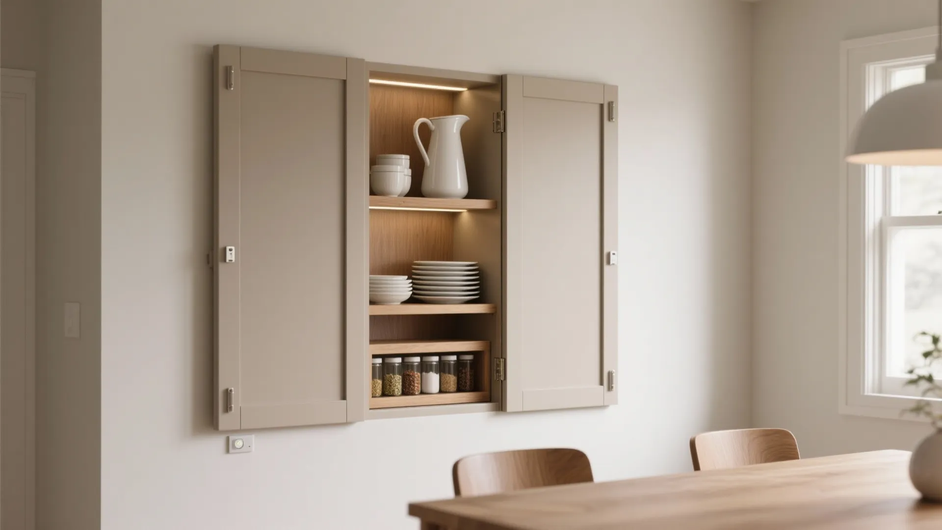 Built-in Niche with Pocket Doors