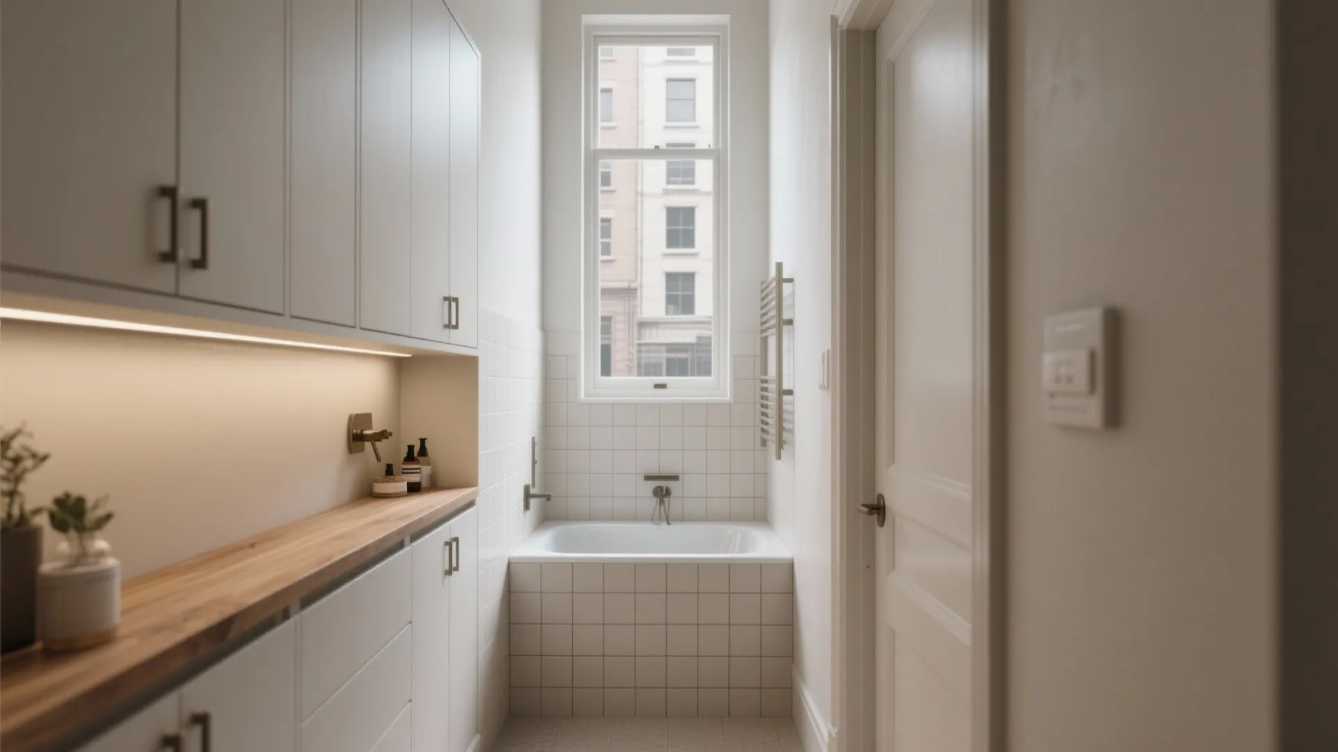 2. Recess the tub into a niche or alcove