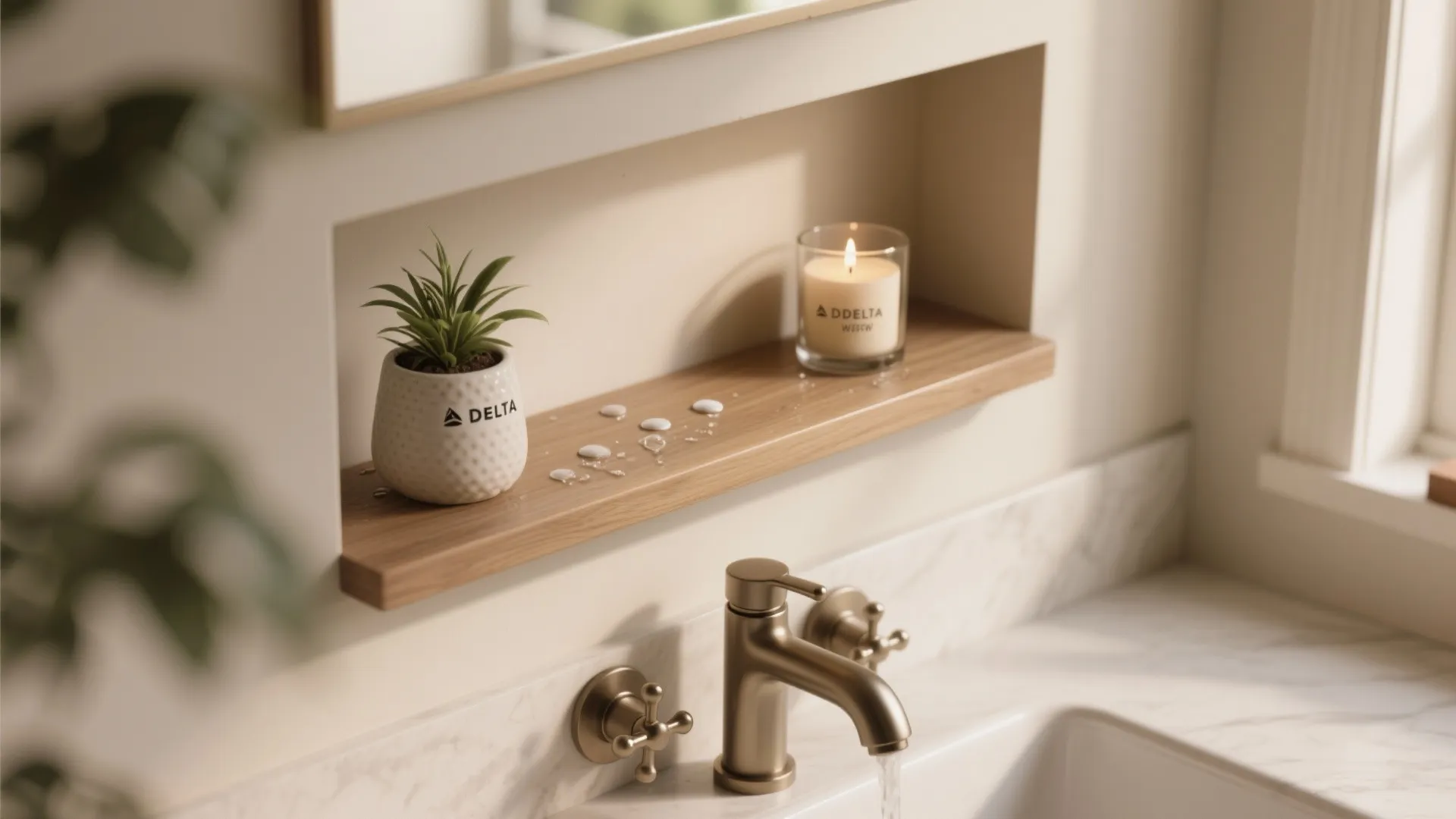 5. Niche Shelf Above the Faucet for Decorative Function