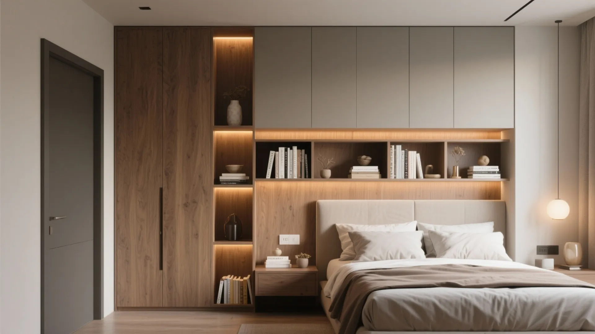 Built-in Wall Almirah with Niche Shelving