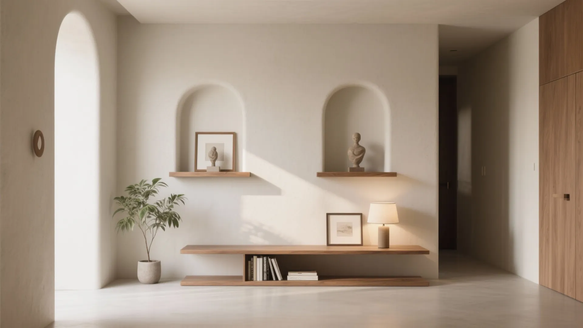 Built-in Niches, Floating Shelves, and Slim Consoles