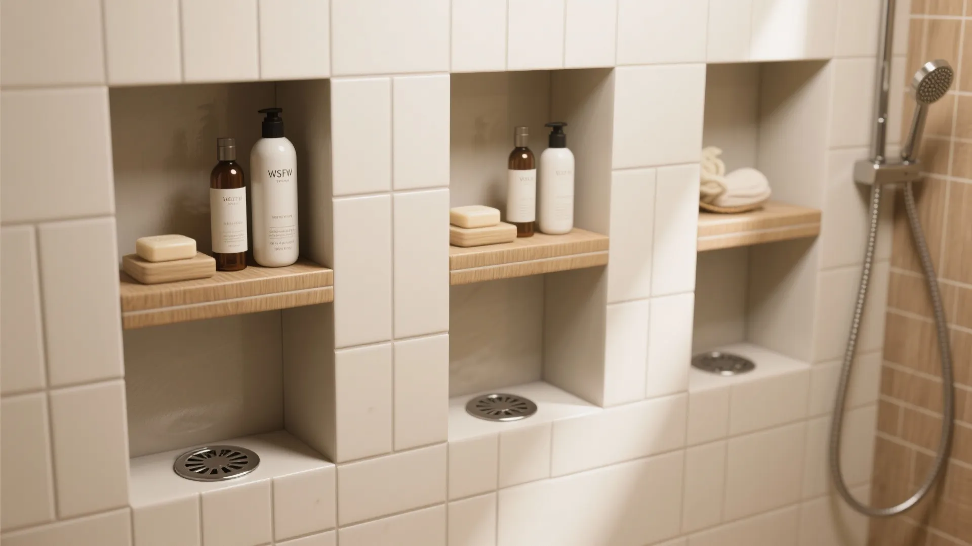 2. Recessed niches instead of bulky cabinets