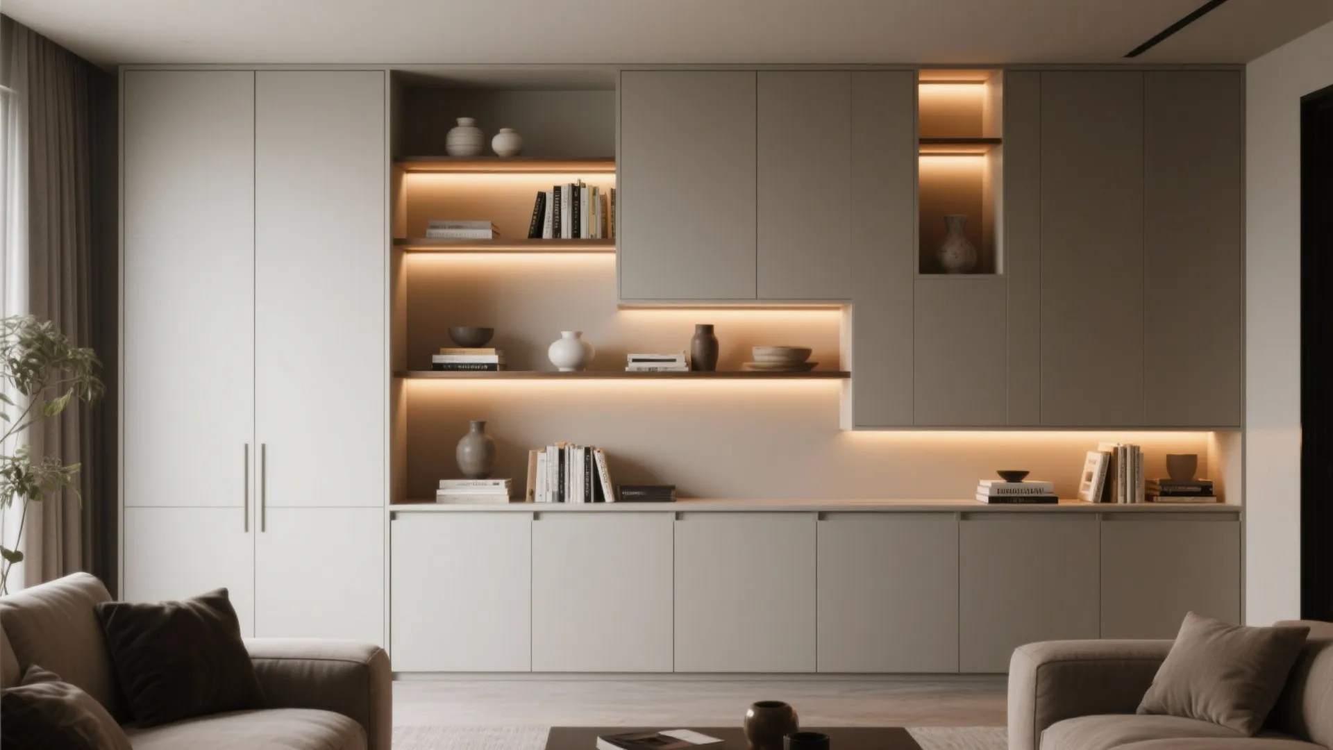 5) Built-In Niches and 3D Shelving as a Feature