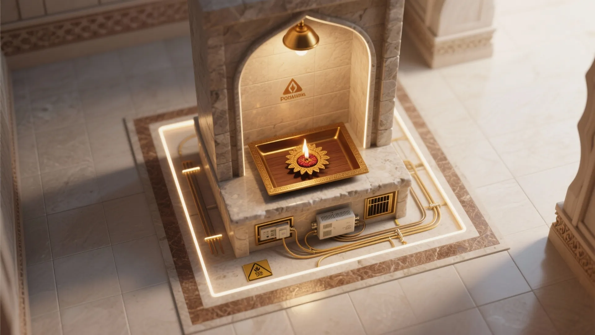 Tile or veneer niche with integrated lighting and safety-first design