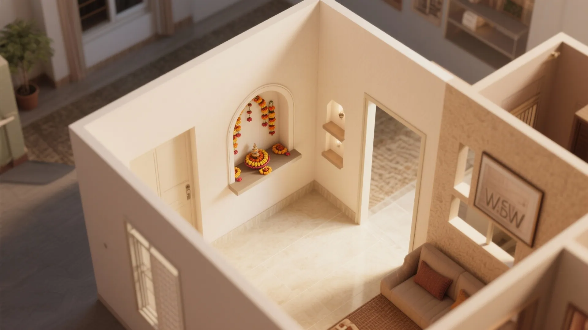 Built-in Wall Niches for Compact Mandirs