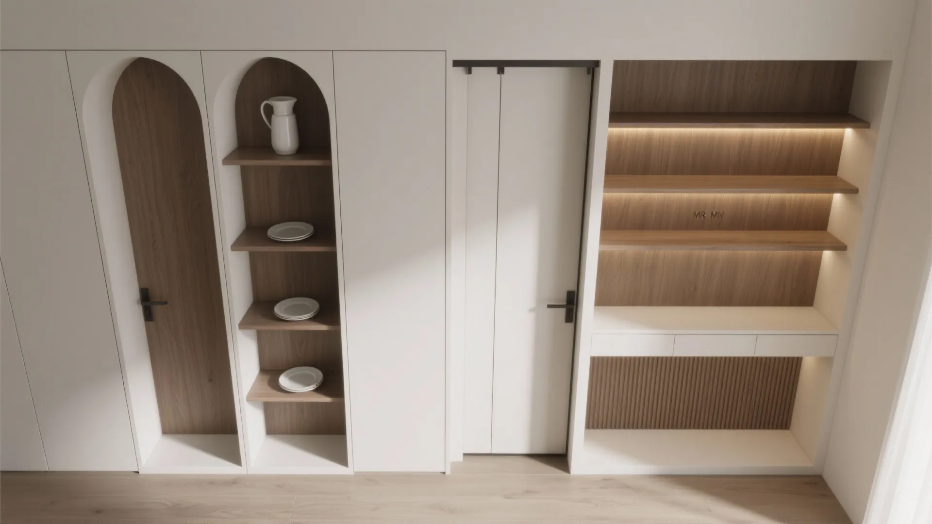 Built-in Niche with Pocket Doors