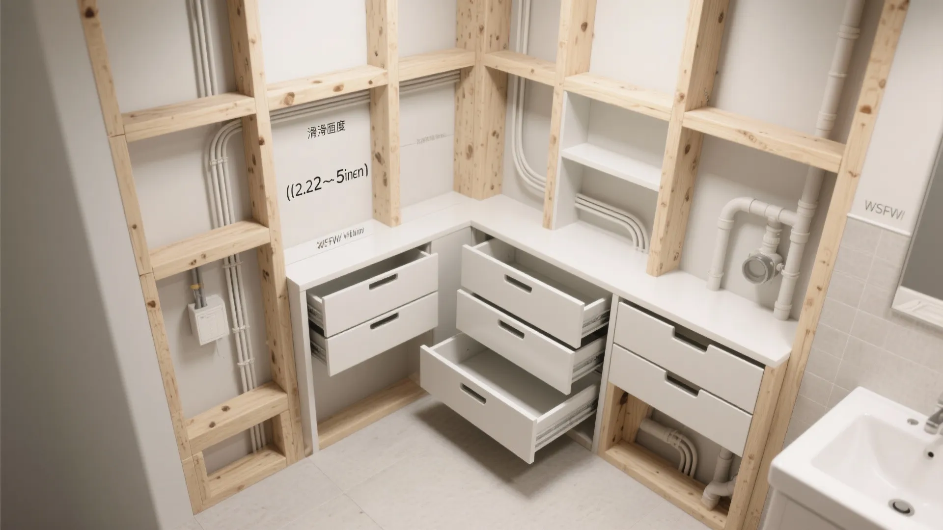 Built-in Niches with Slim Drawer Fronts