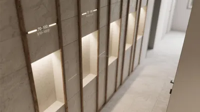 Modern Commercial Display Wall with Recessed Lighting