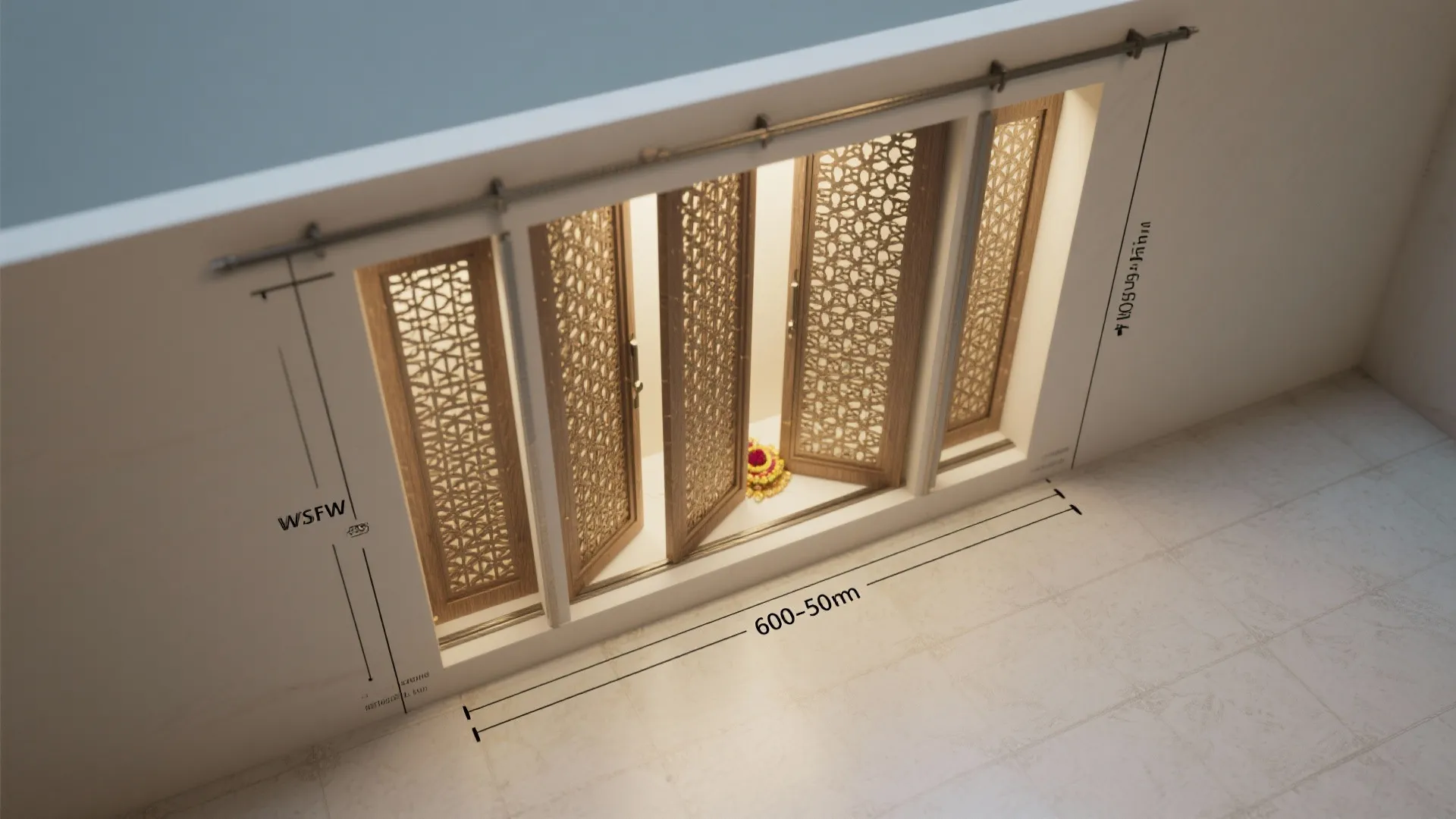 Compact Mandir Niche with Laser-Cut Doors